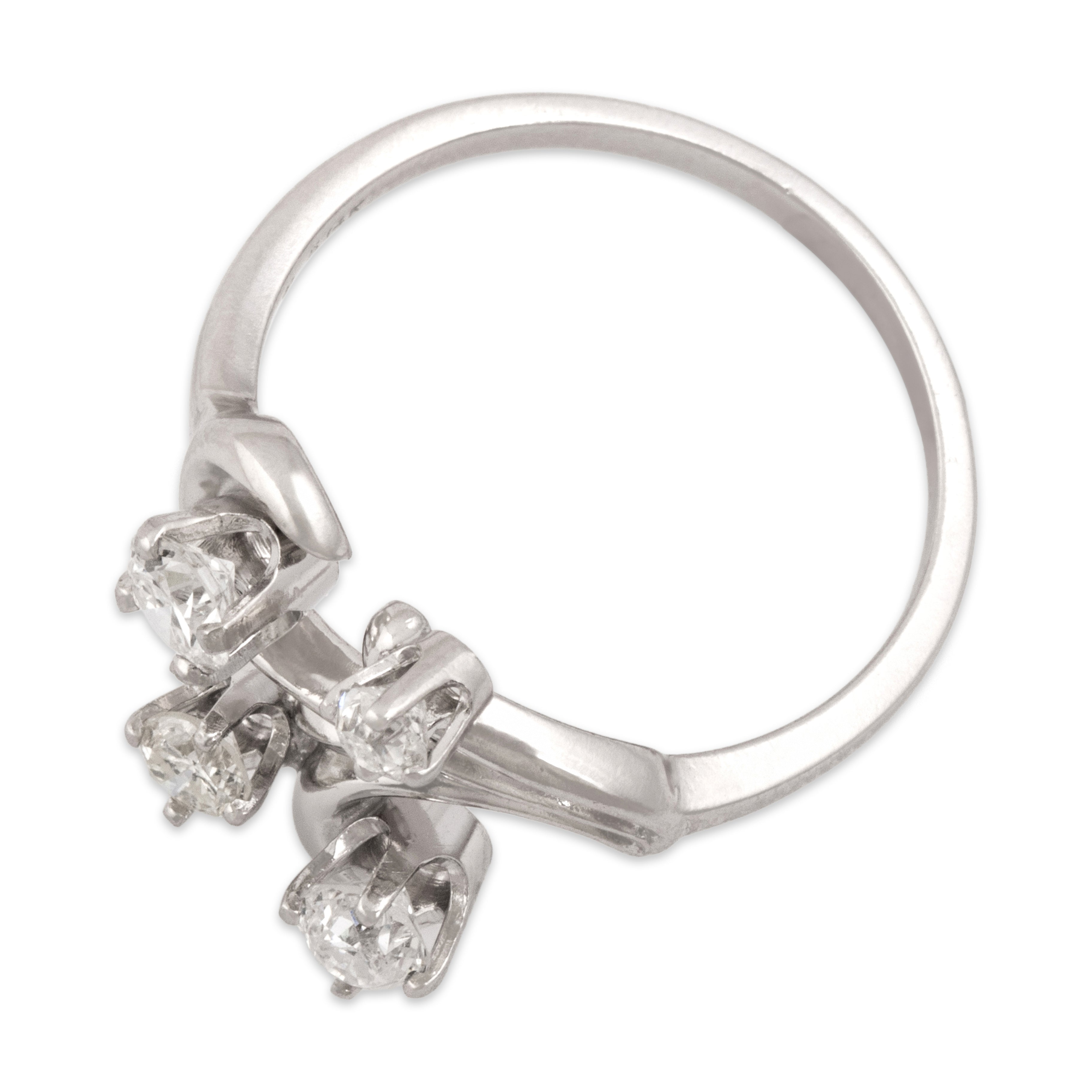 Vintage 14k White Gold .69cttw Diamond Swirling Naturalistic Ring - Overall view