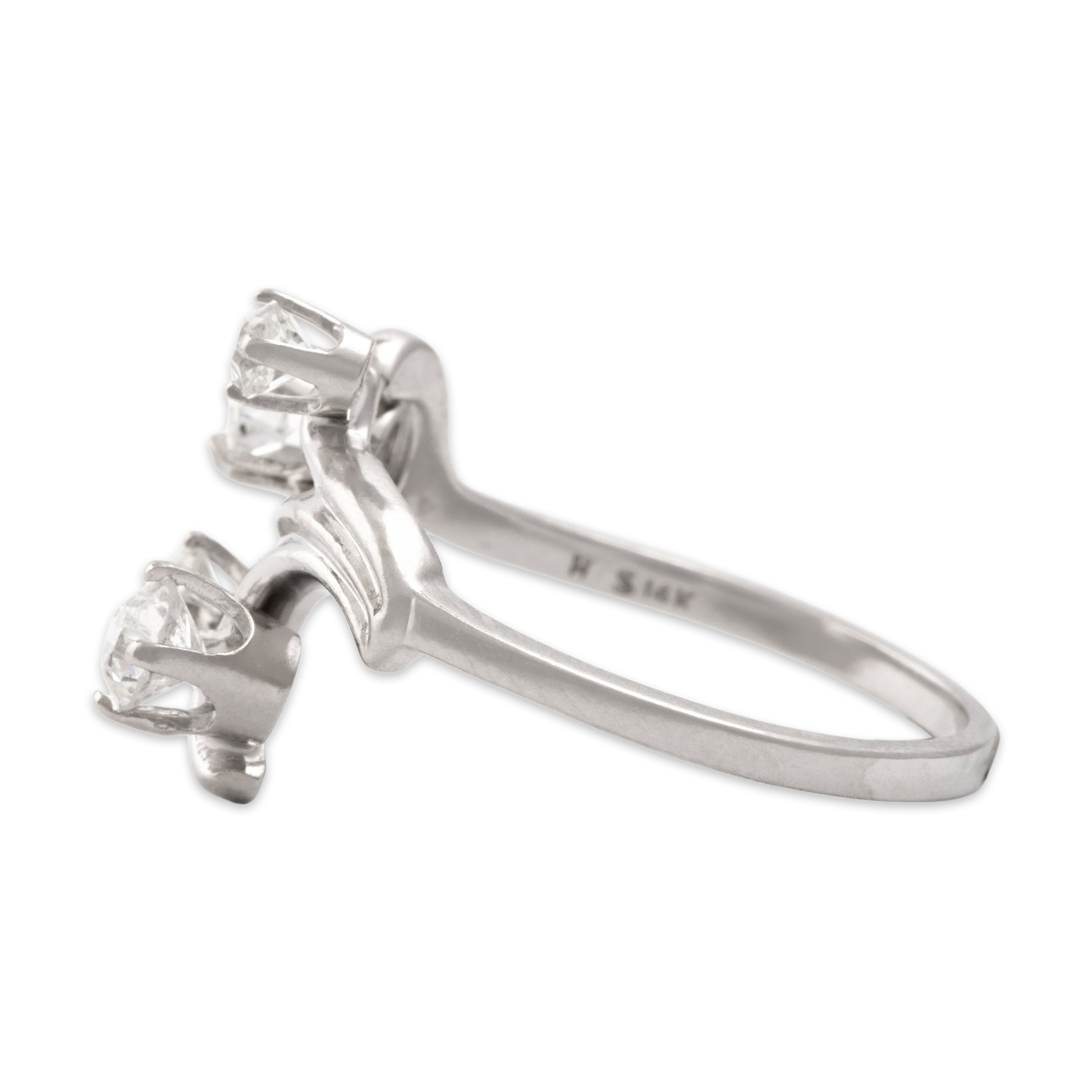 Vintage 14k White Gold .69cttw Diamond Swirling Naturalistic Ring - Side view