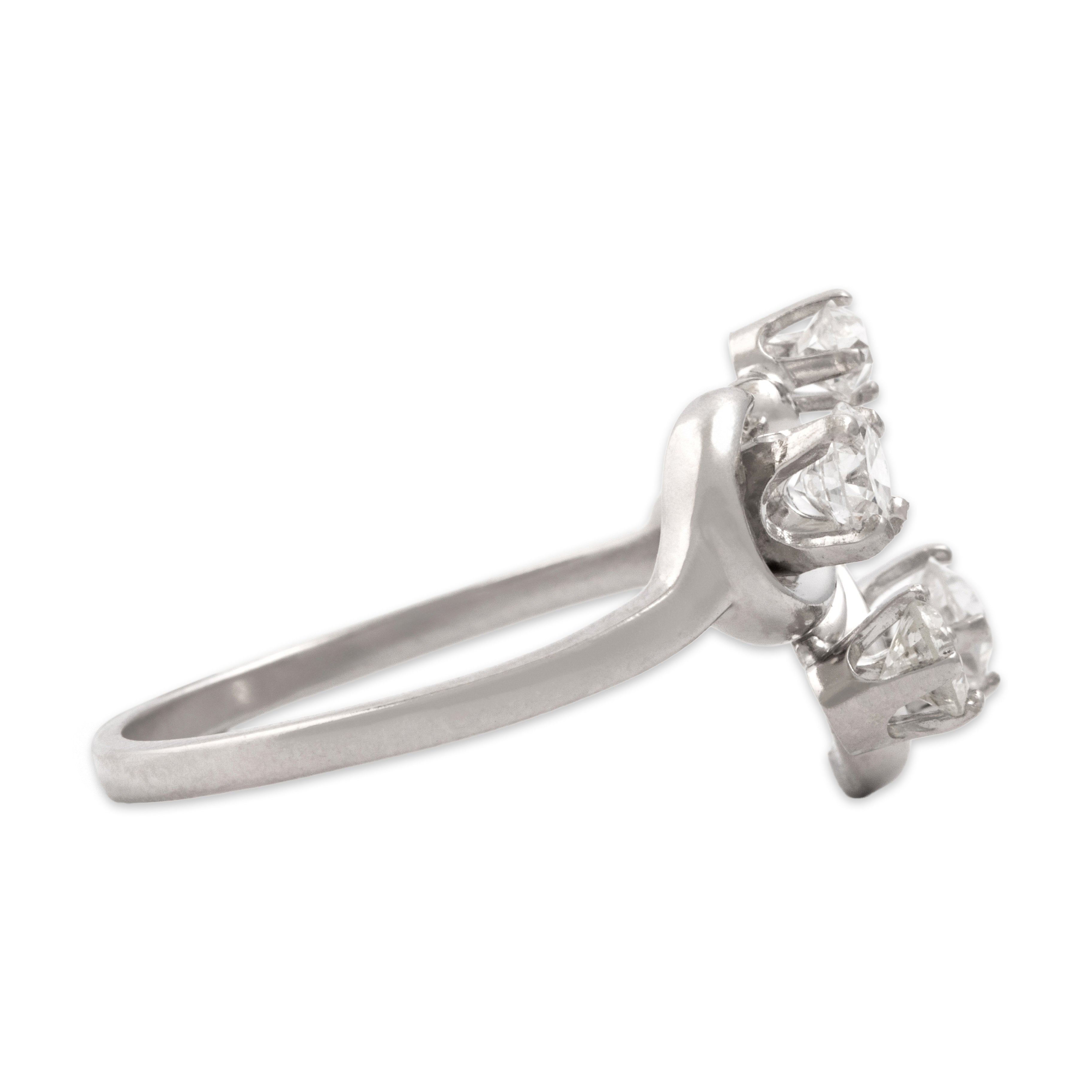 Vintage 14k White Gold .69cttw Diamond Swirling Naturalistic Ring - Side view