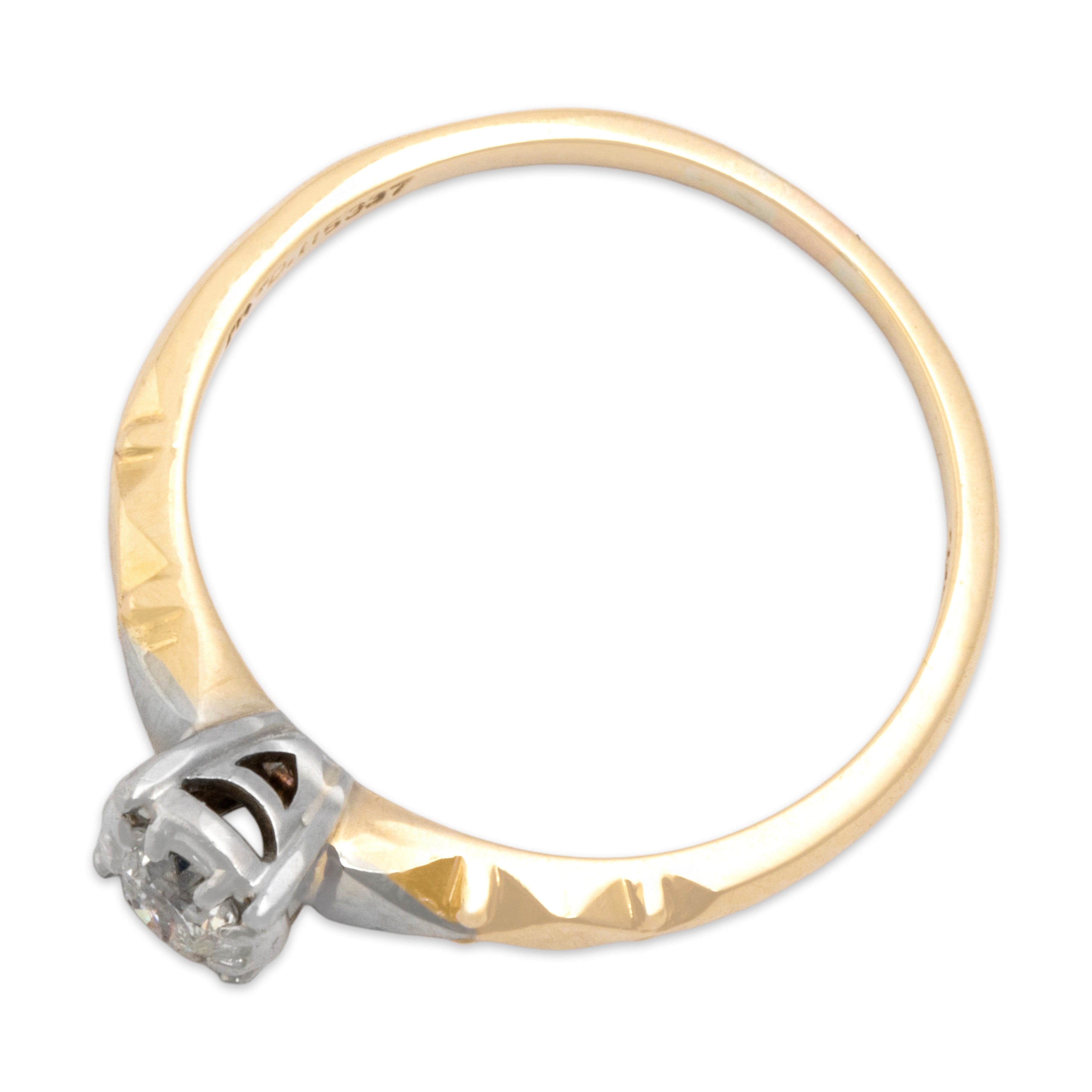 Vintage 14k Yellow & White Gold Old European Cut Diamond Fantastic Accented Shoulder Ring - Overall view