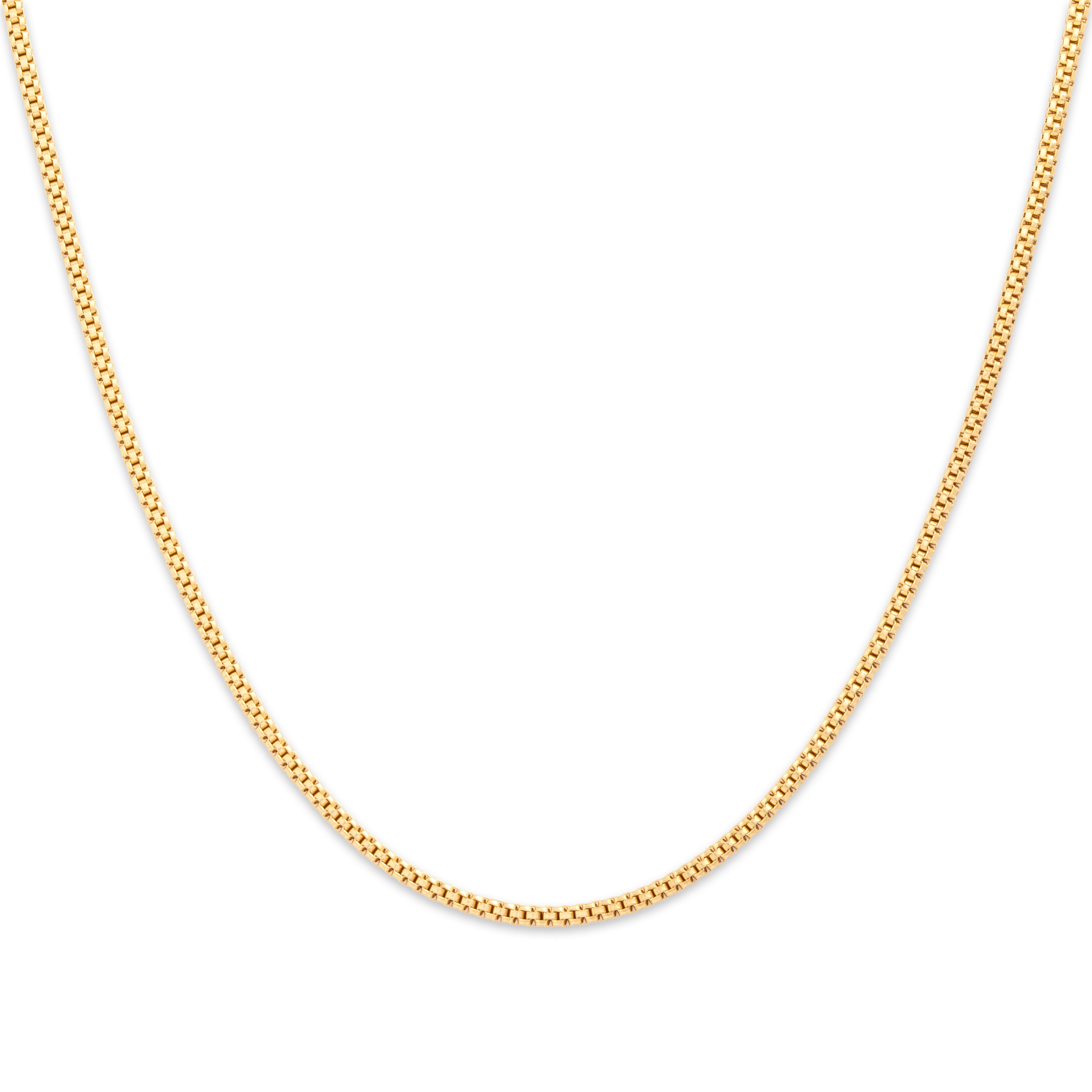 Vintage Italian 18k Yellow Gold Rounded Box Link 1.6mm Chain - Close-up view