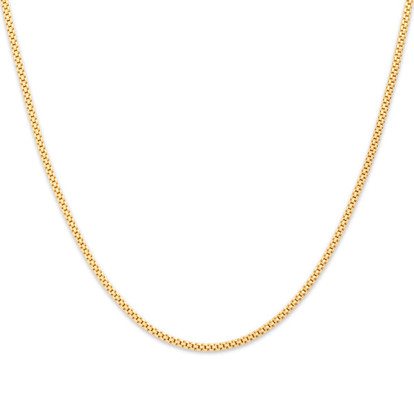 Vintage Italian 18k Yellow Gold Rounded Box Link 1.6mm Chain 20