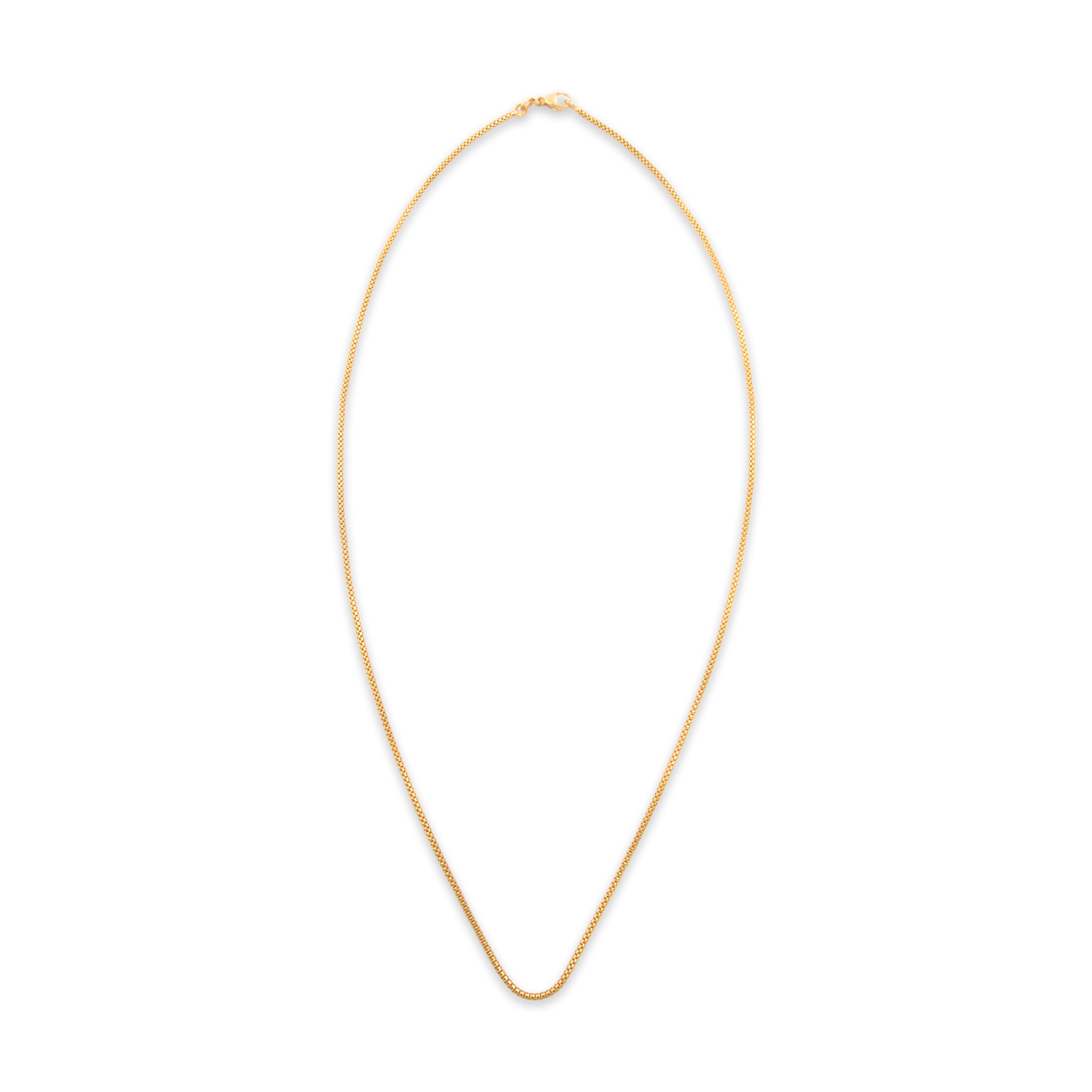 Vintage Italian 18k Yellow Gold Rounded Box Link 1.6mm Chain - Overall view