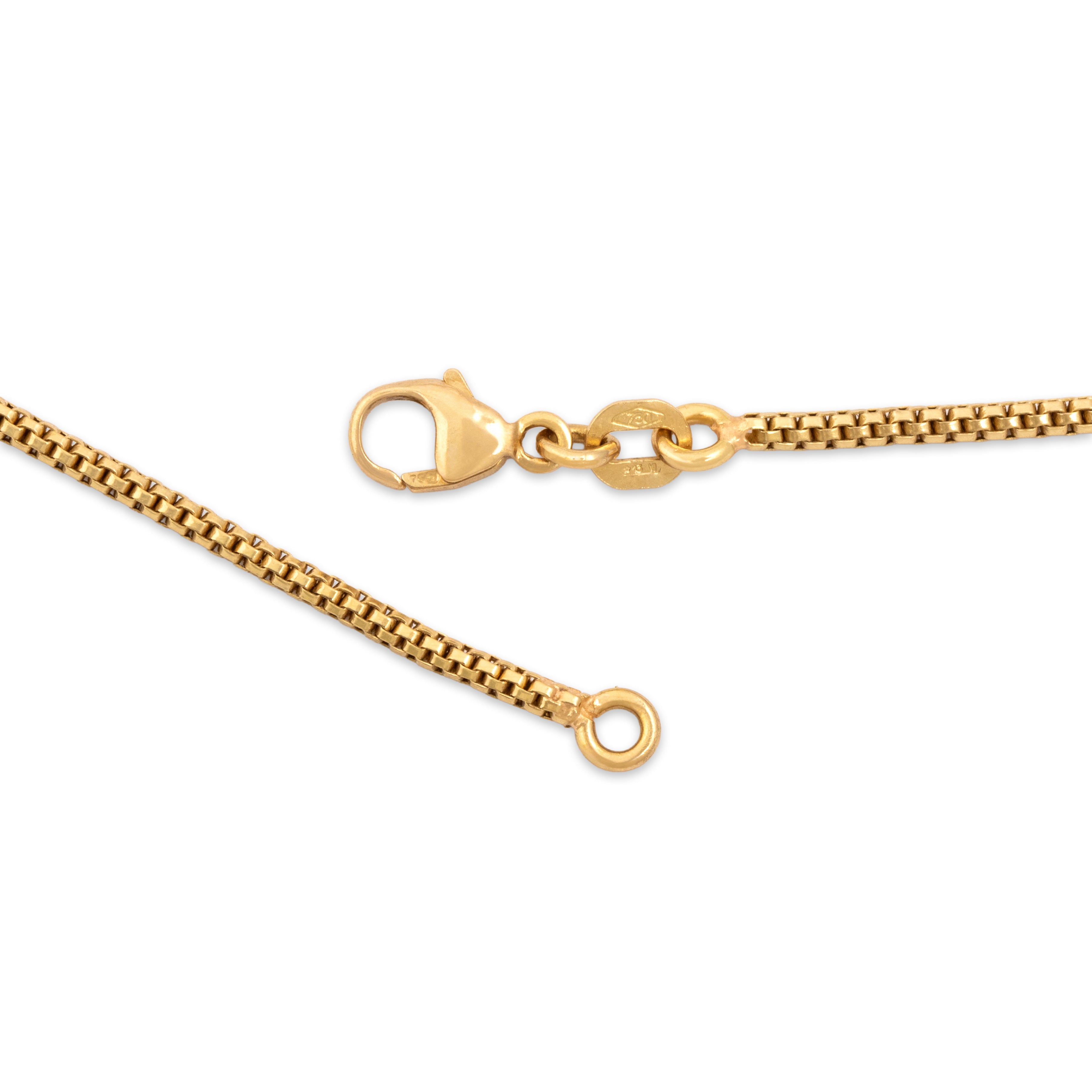 Vintage Italian 18k Yellow Gold Rounded Box Link 1.6mm Chain - clasp view