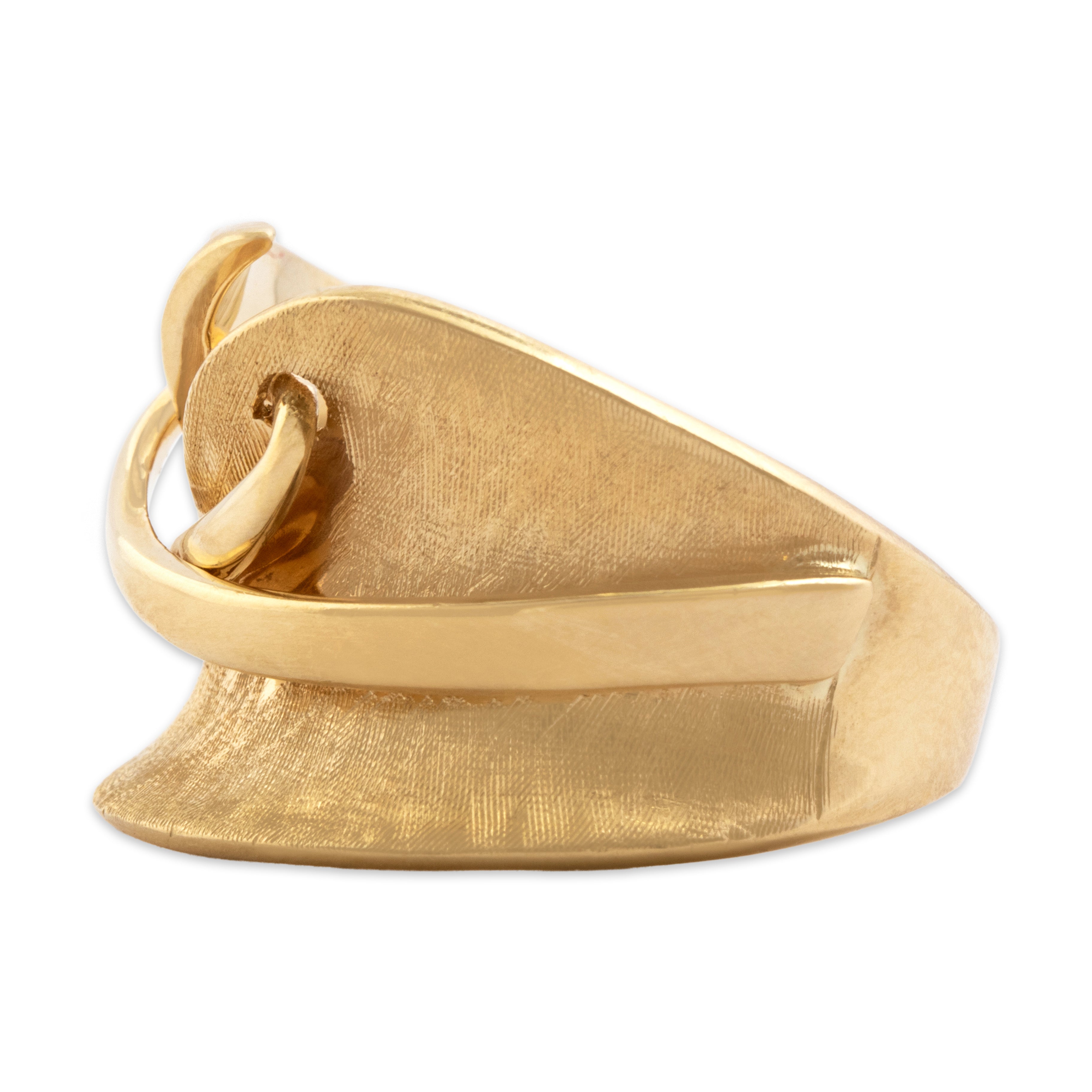 Vintage Italian 14k Yellow Gold Bold Brushed Belted Band Ring - Side view