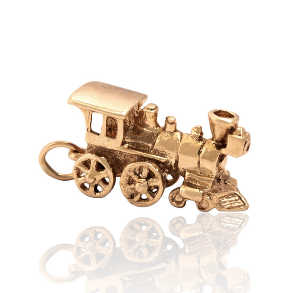 Vintage Heavy 14k Yellow Gold Articulated Train Charm / Pendant