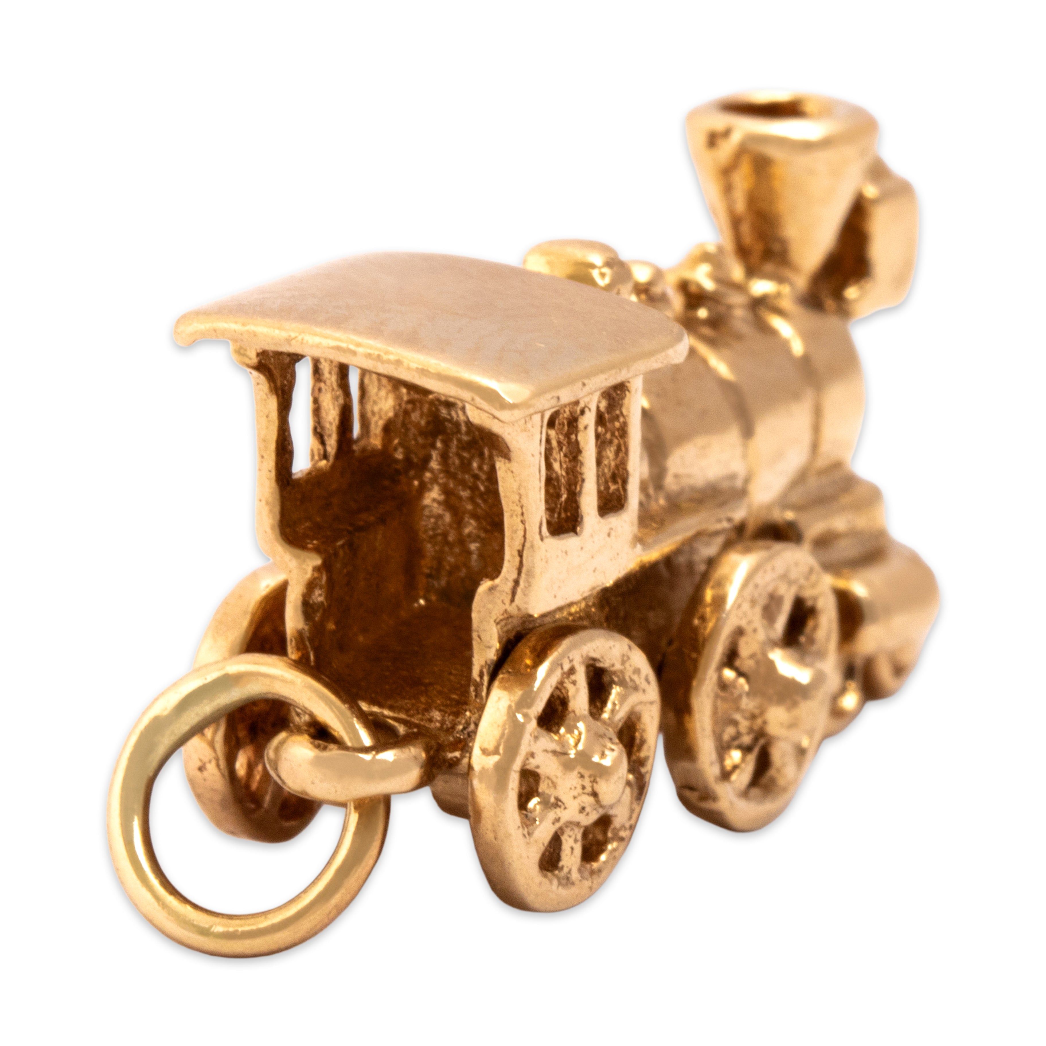 Vintage Heavy 14k Yellow Gold Articulated Train Charm / Pendant - detail view #3