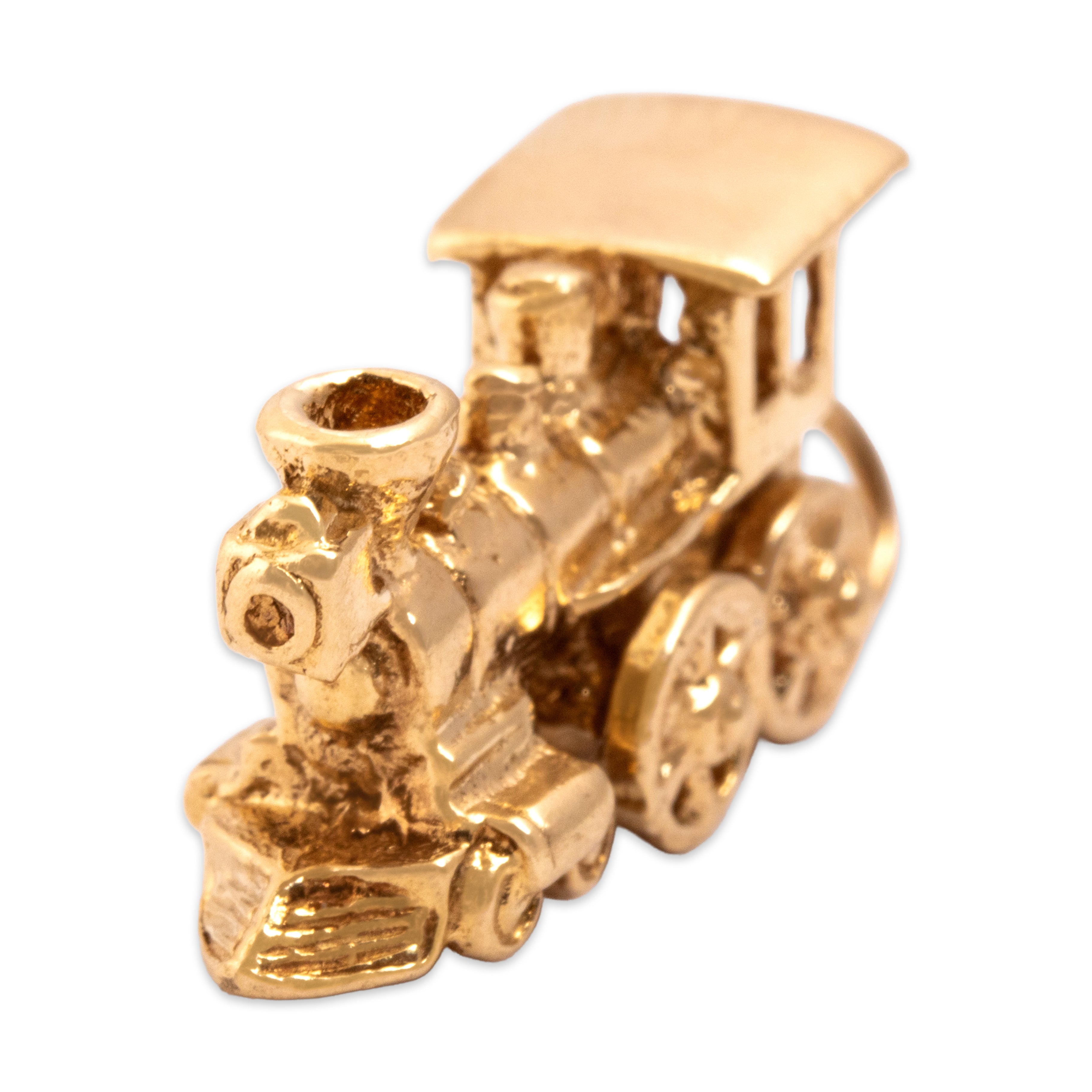 Vintage Heavy 14k Yellow Gold Articulated Train Charm / Pendant - detail view #1