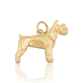 Vintage Heavy 14k Yellow Gold Figural Schnauzer Dog Charm / Pendant