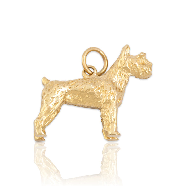 Vintage Heavy 14k Yellow Gold Figural Schnauzer Dog Charm / Pendant