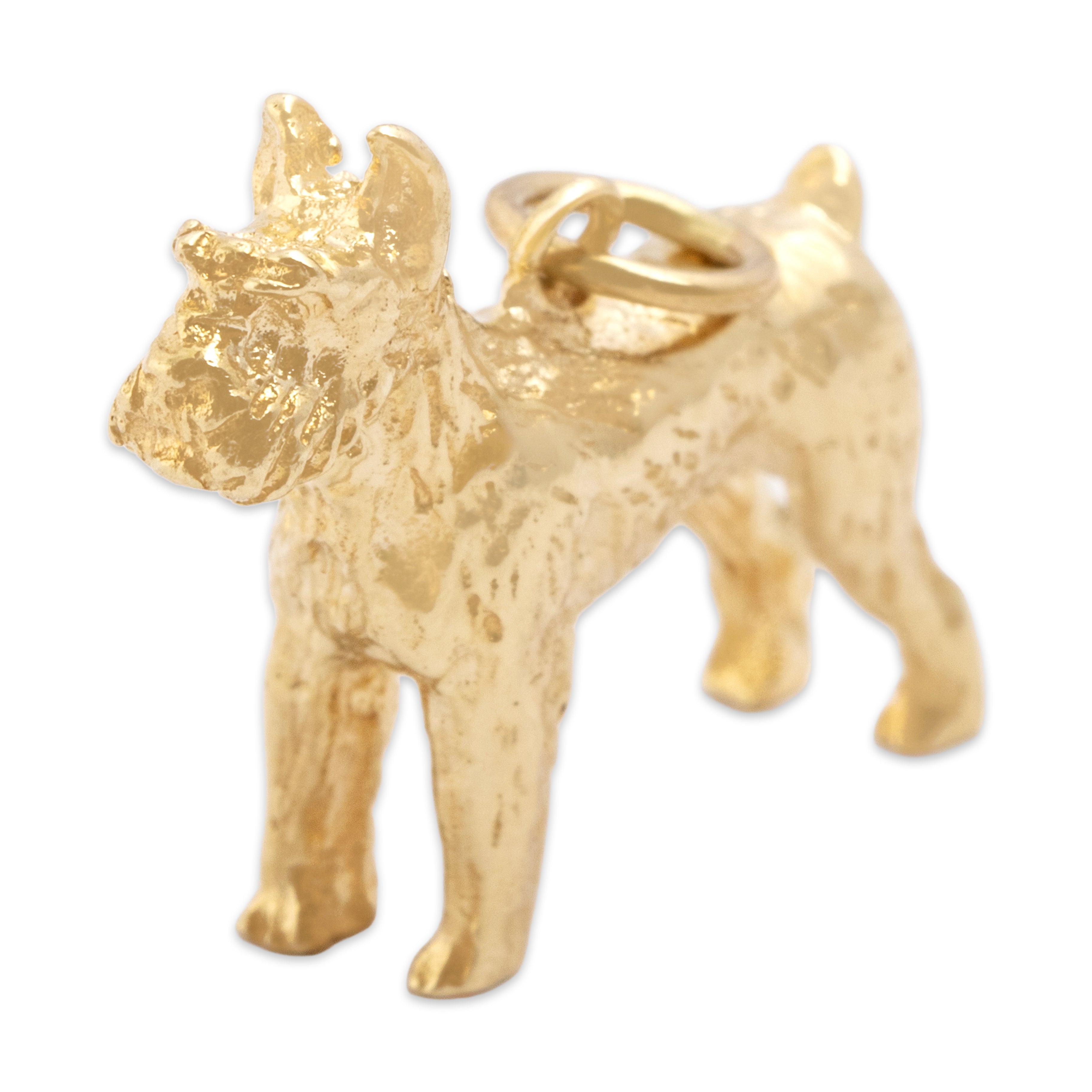 Vintage Heavy 14k Yellow Gold Figural Schnauzer Dog Charm / Pendant - detail view #1