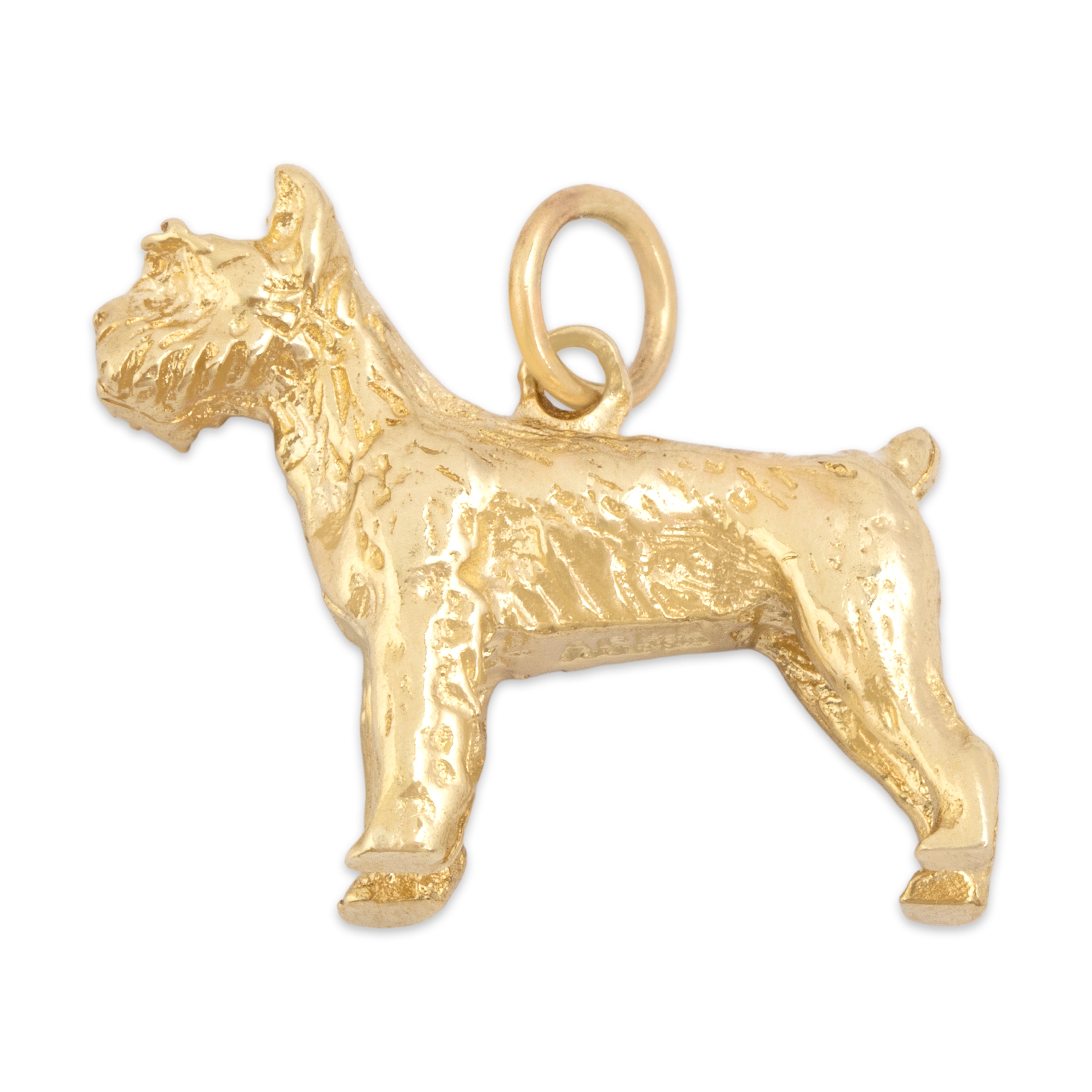 Vintage Heavy 14k Yellow Gold Figural Schnauzer Dog Charm / Pendant - detail view #2