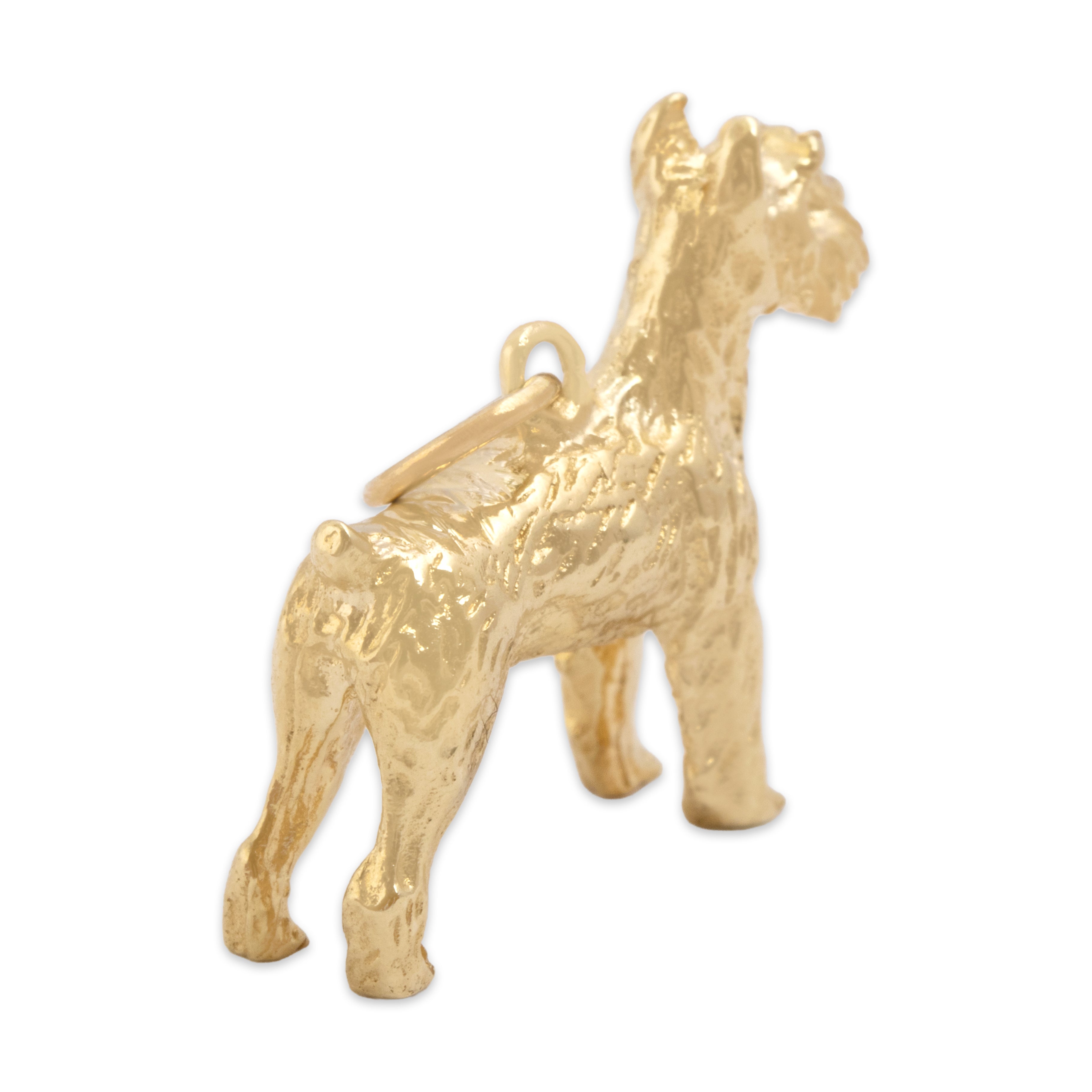 Vintage Heavy 14k Yellow Gold Figural Schnauzer Dog Charm / Pendant - detail view #3