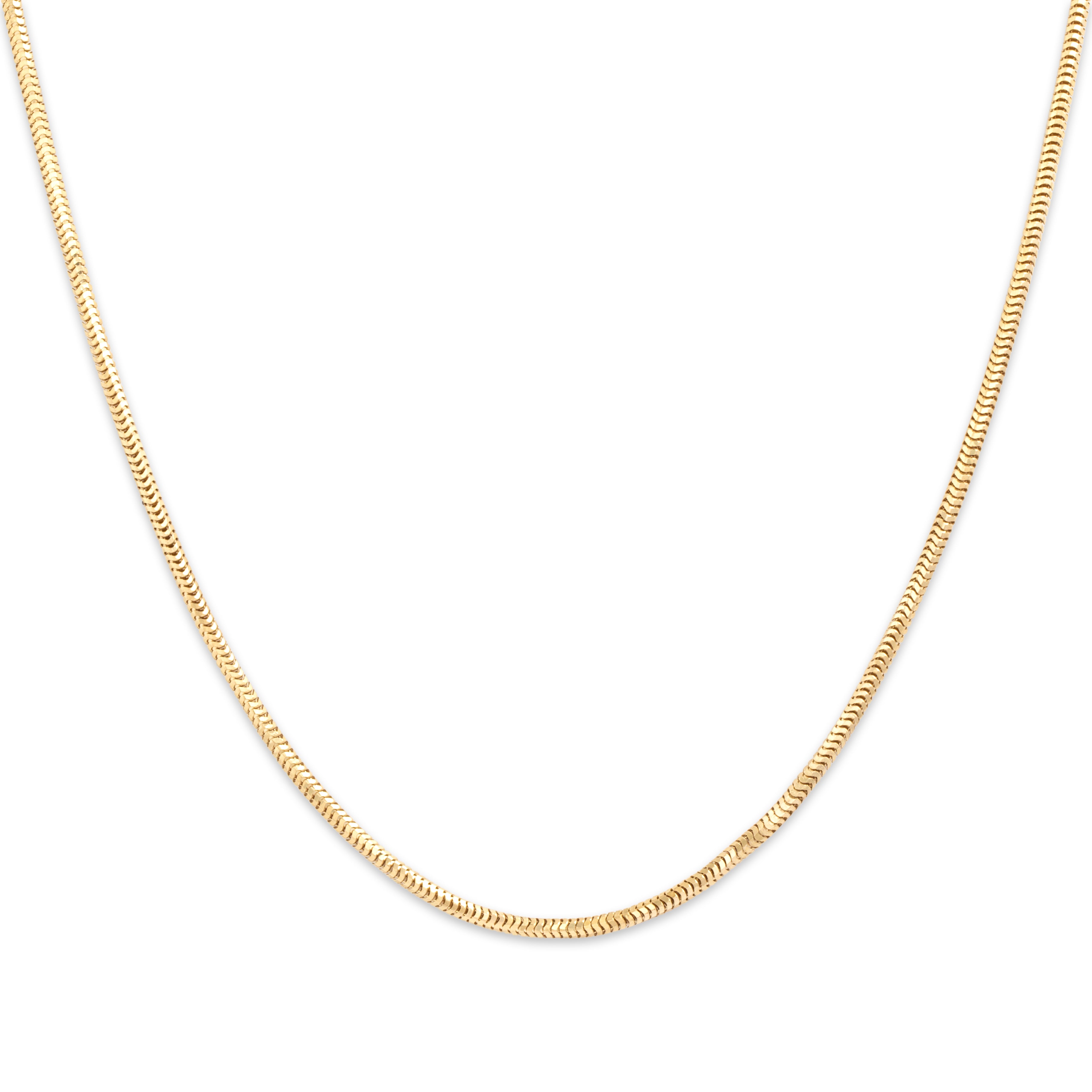 Vintage Italian 14k Yellow Gold Sleek Rounded Snake Link 1.6mm Chain - Close-up view