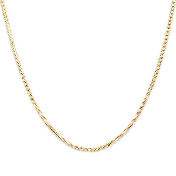 Vintage Italian 14k Yellow Gold Sleek 1.6mm Rounded Snake Chain 18