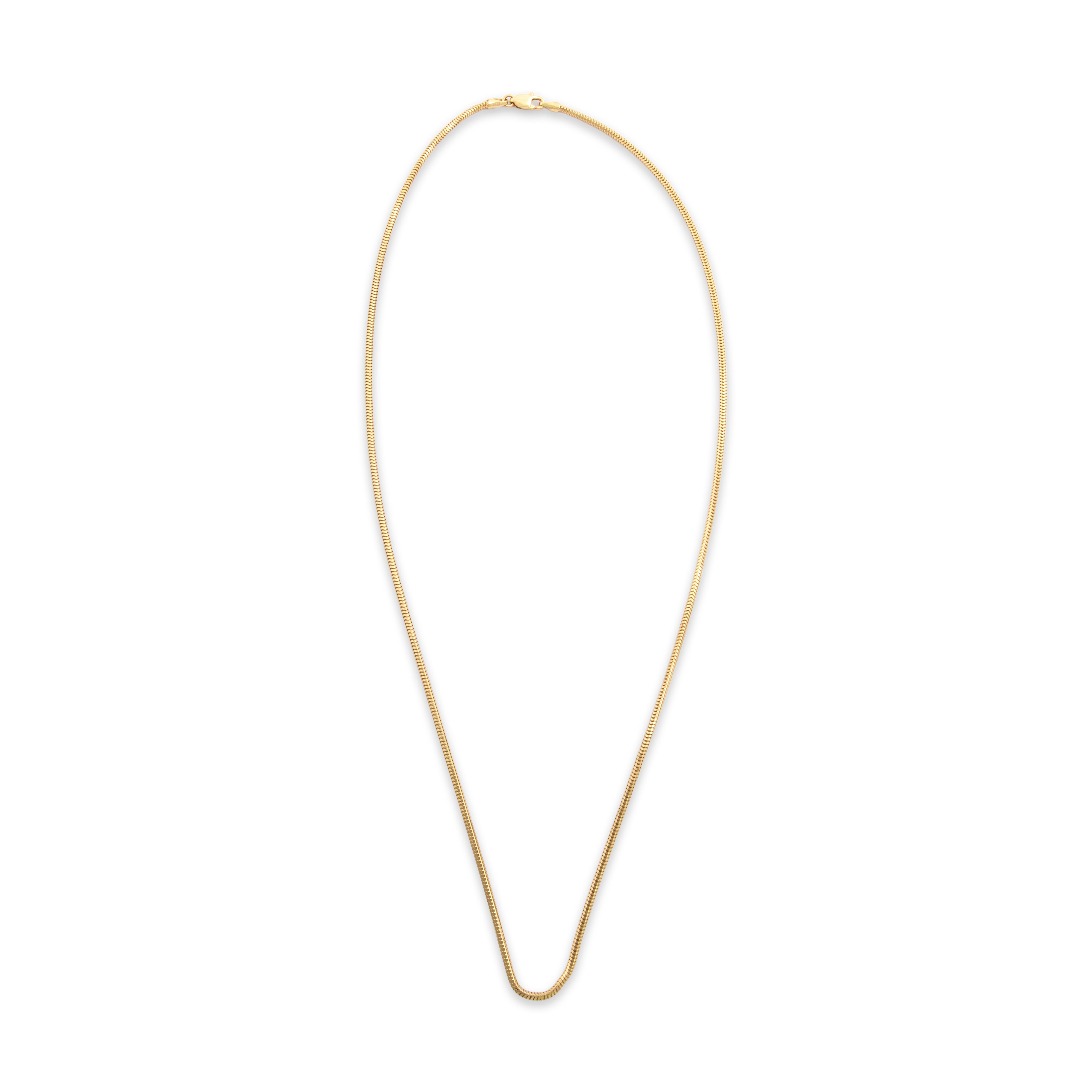 Vintage Italian 14k Yellow Gold Sleek 1.6mm Rounded Snake Chain 18