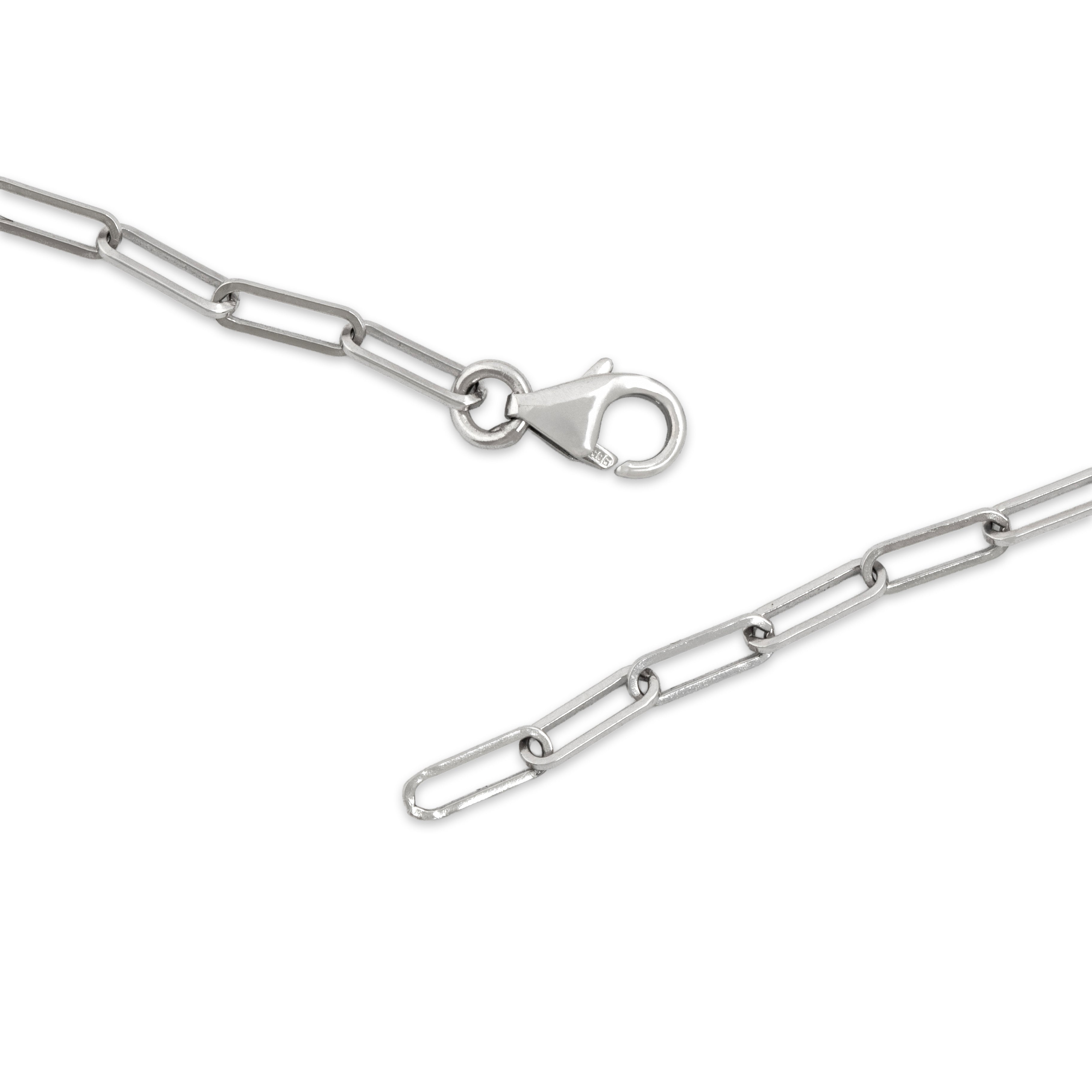 Vintage 14k White Gold Paperclip 2.1mm (At Chain) Chain - clasp view