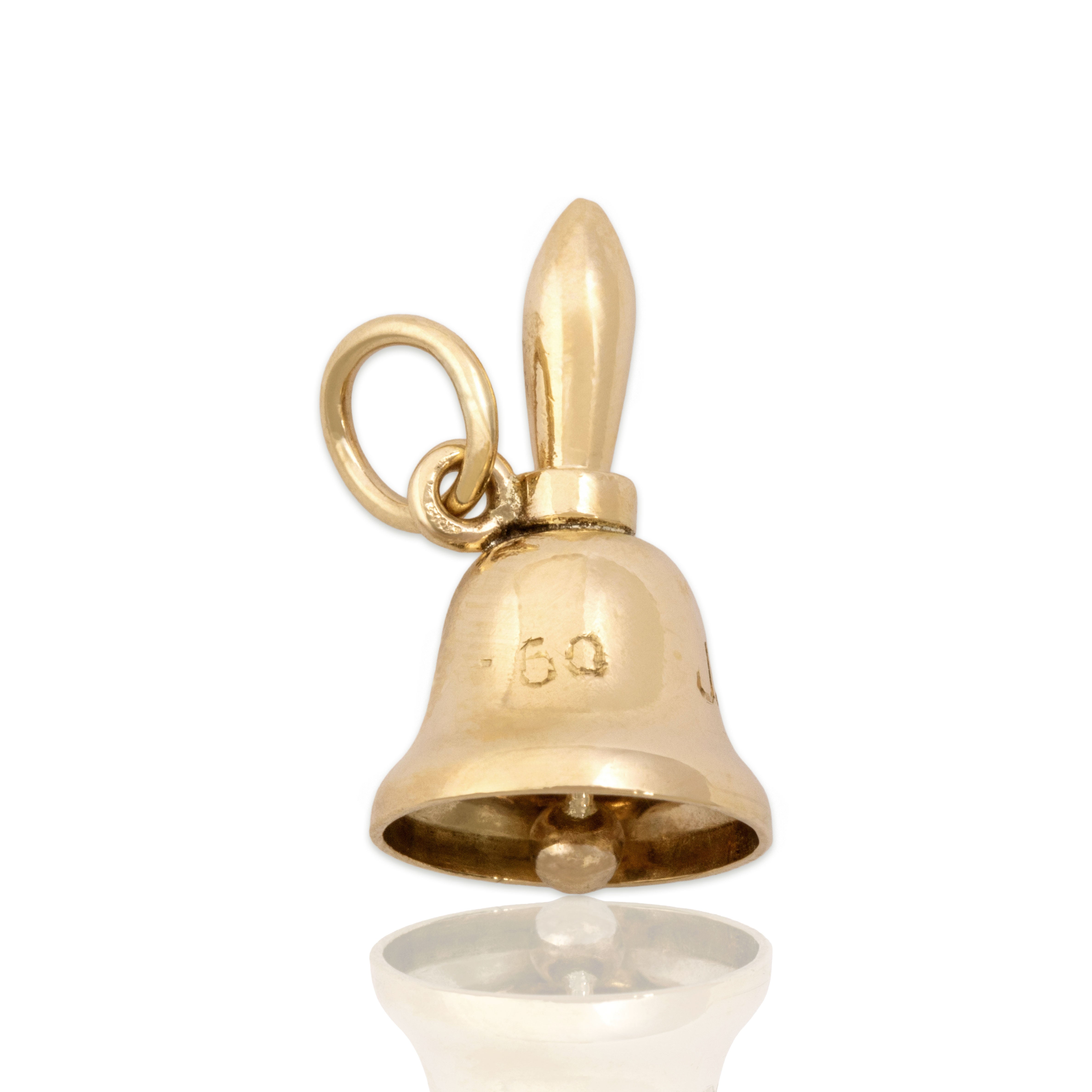 Vintage 14k Yellow Gold Whimsical Ringing Bell Charm / Pendant