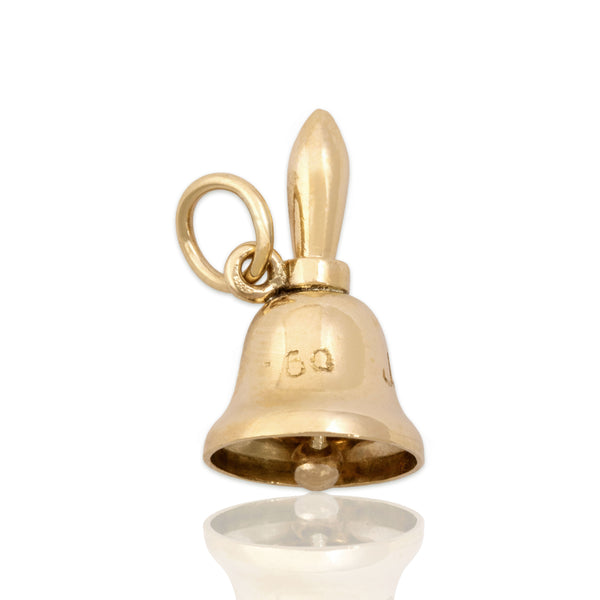 Vintage 14k Yellow Gold Whimsical Ringing Bell Charm / Pendant