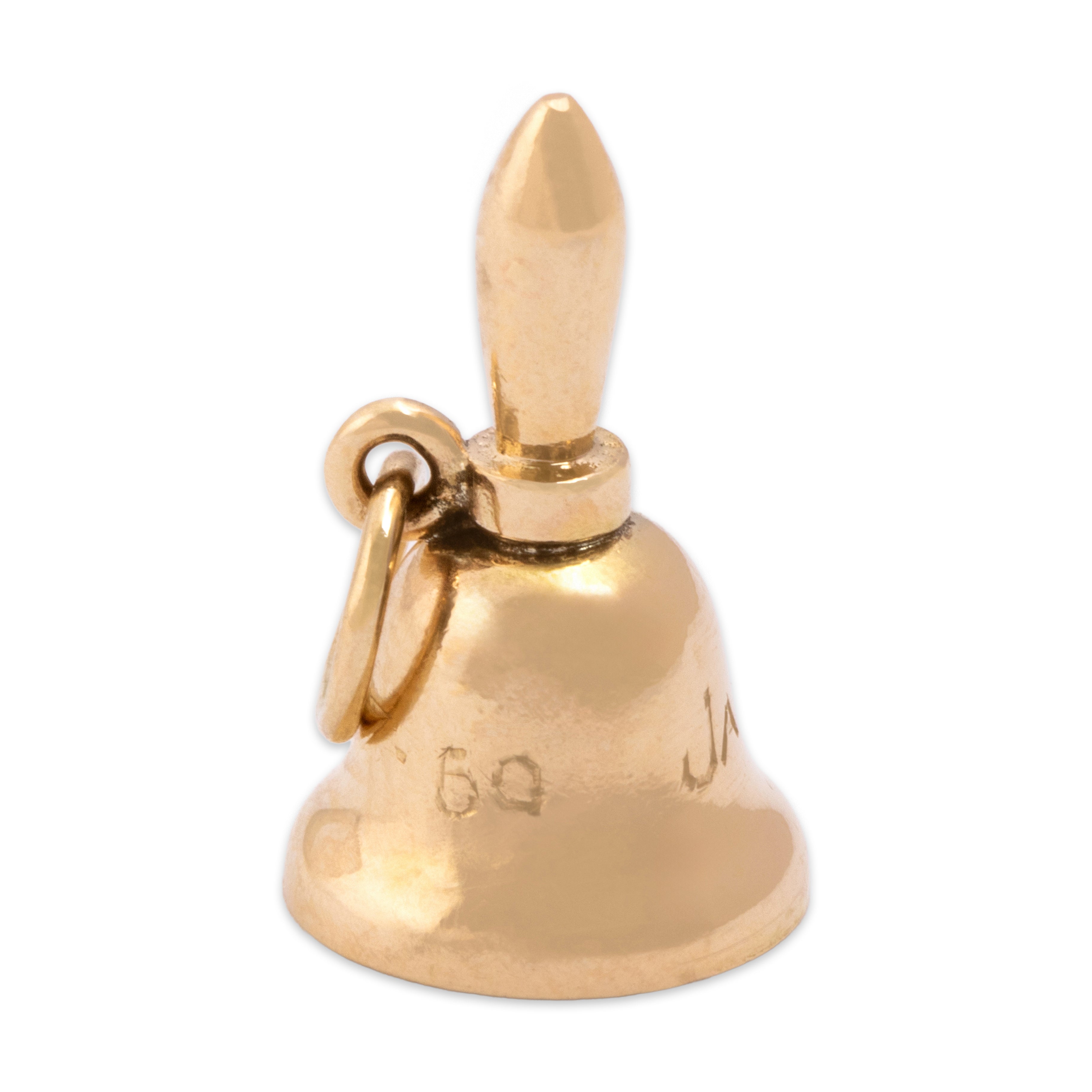 Vintage 14k Yellow Gold Whimsical Ringing Bell Charm / Pendant - Overall view