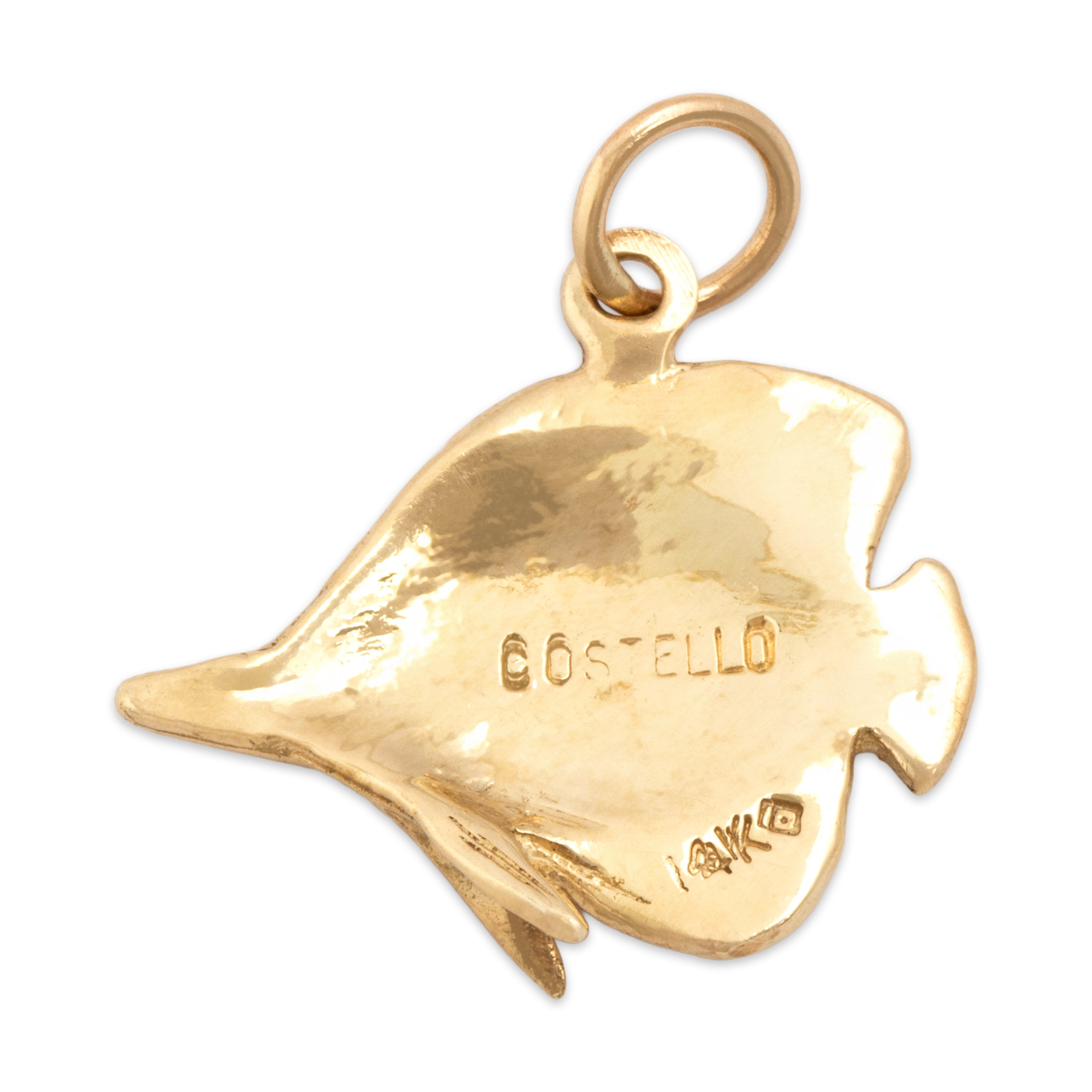 Vintage 14k Yellow Gold Tropical Butterfly Fish Charm / Pendant - Back view