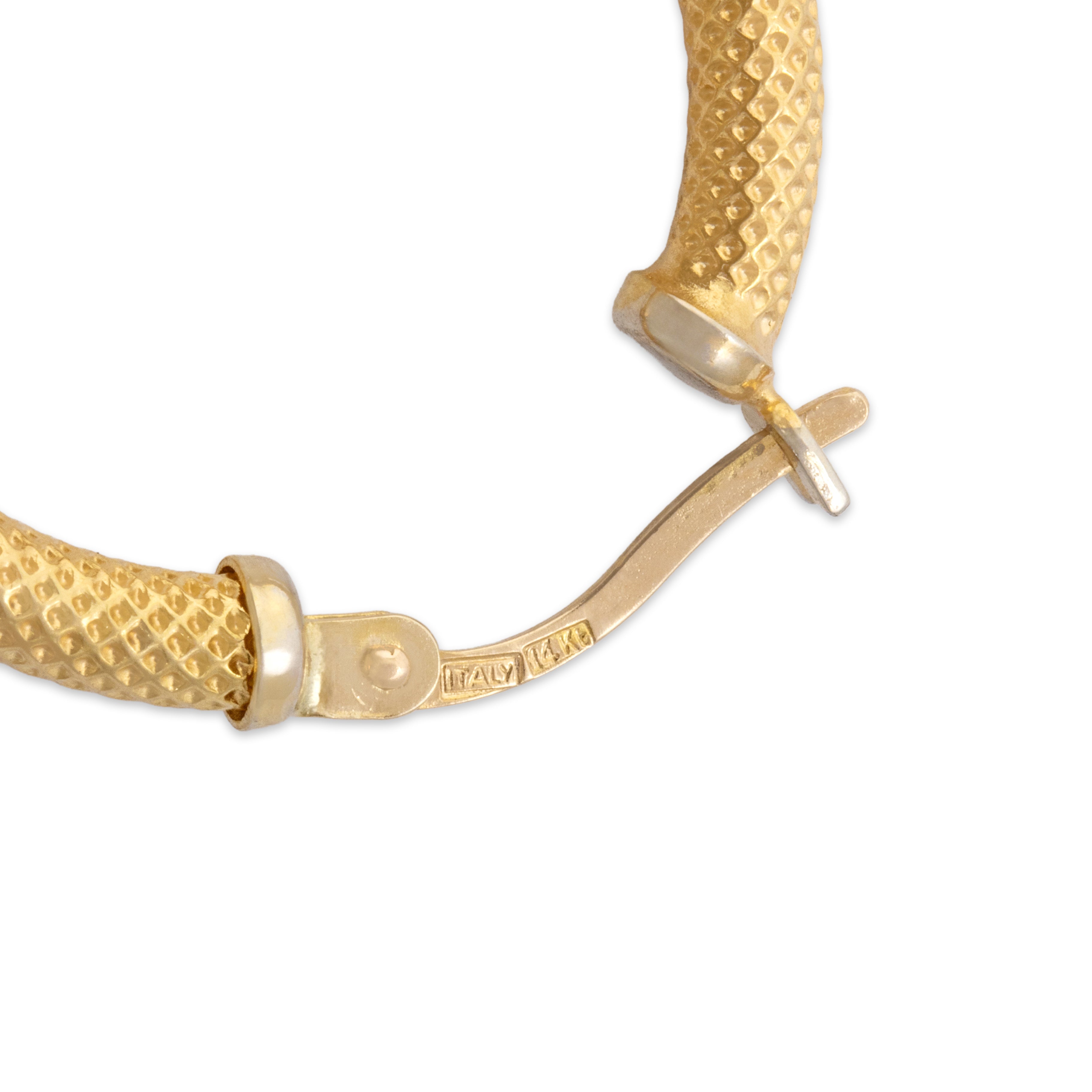 Vintage Italian 14k Yellow Gold Funky Glittering Disco Ball Station Hoop Earrings - Hallmark view
