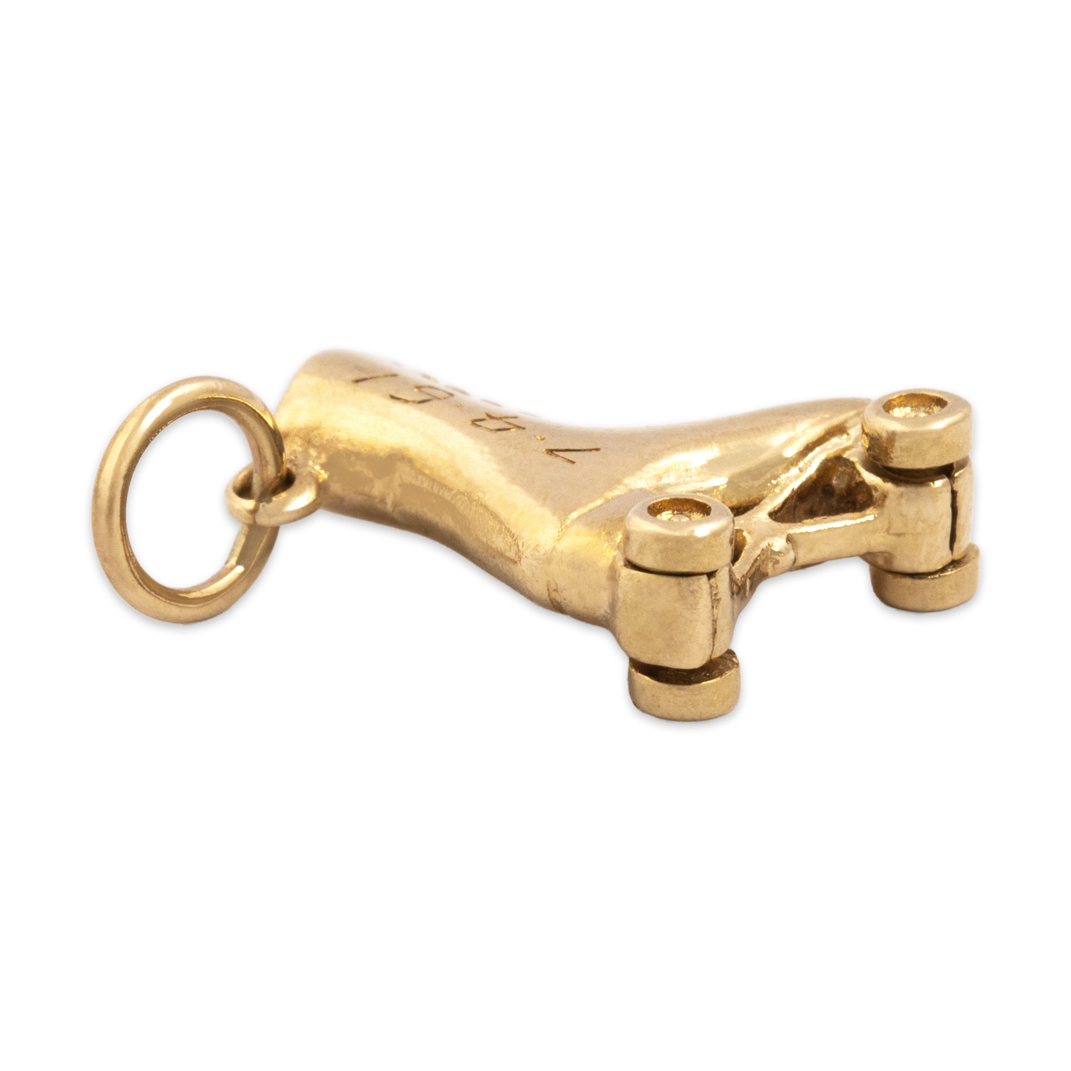 Vintage 14k Yellow Gold Playful Articulated Roller Skate Charm / Pendant - detail view #1