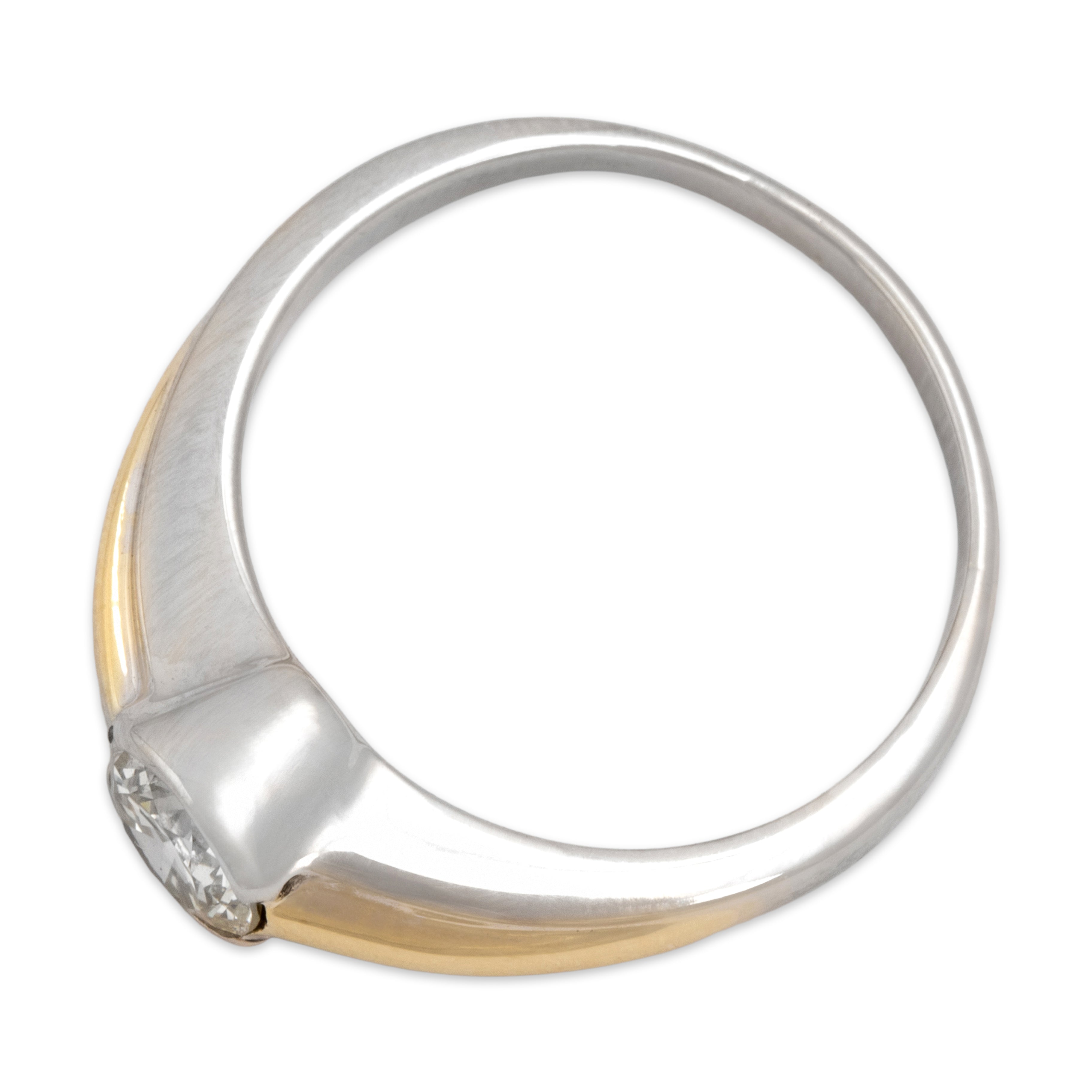 Vintage 18k White & Yellow Gold .61ct Diamond Sophisticated Bezel-Set Solitaire Ring - Overall view