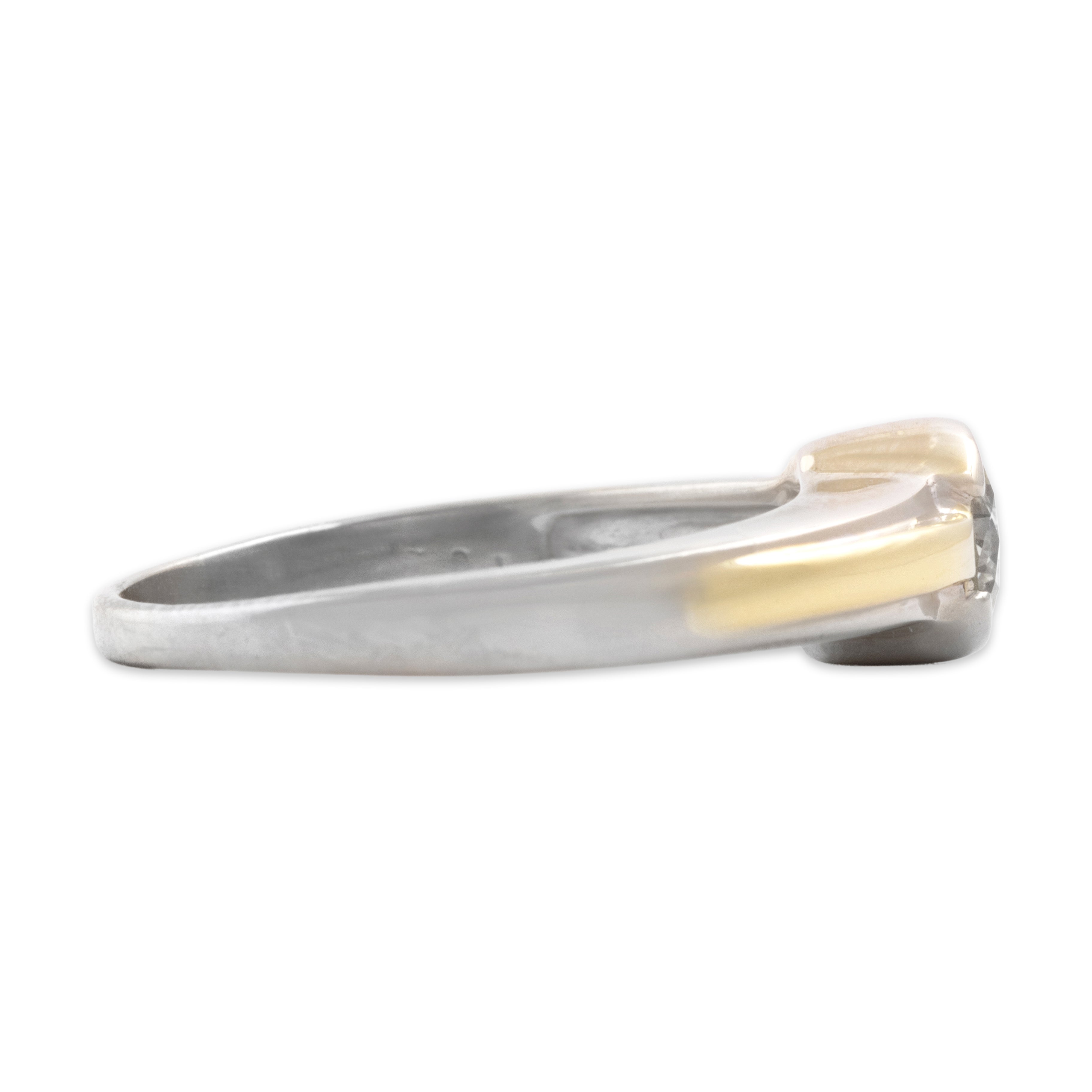 Vintage 18k White & Yellow Gold .61ct Diamond Sophisticated Bezel-Set Solitaire Ring - Side view