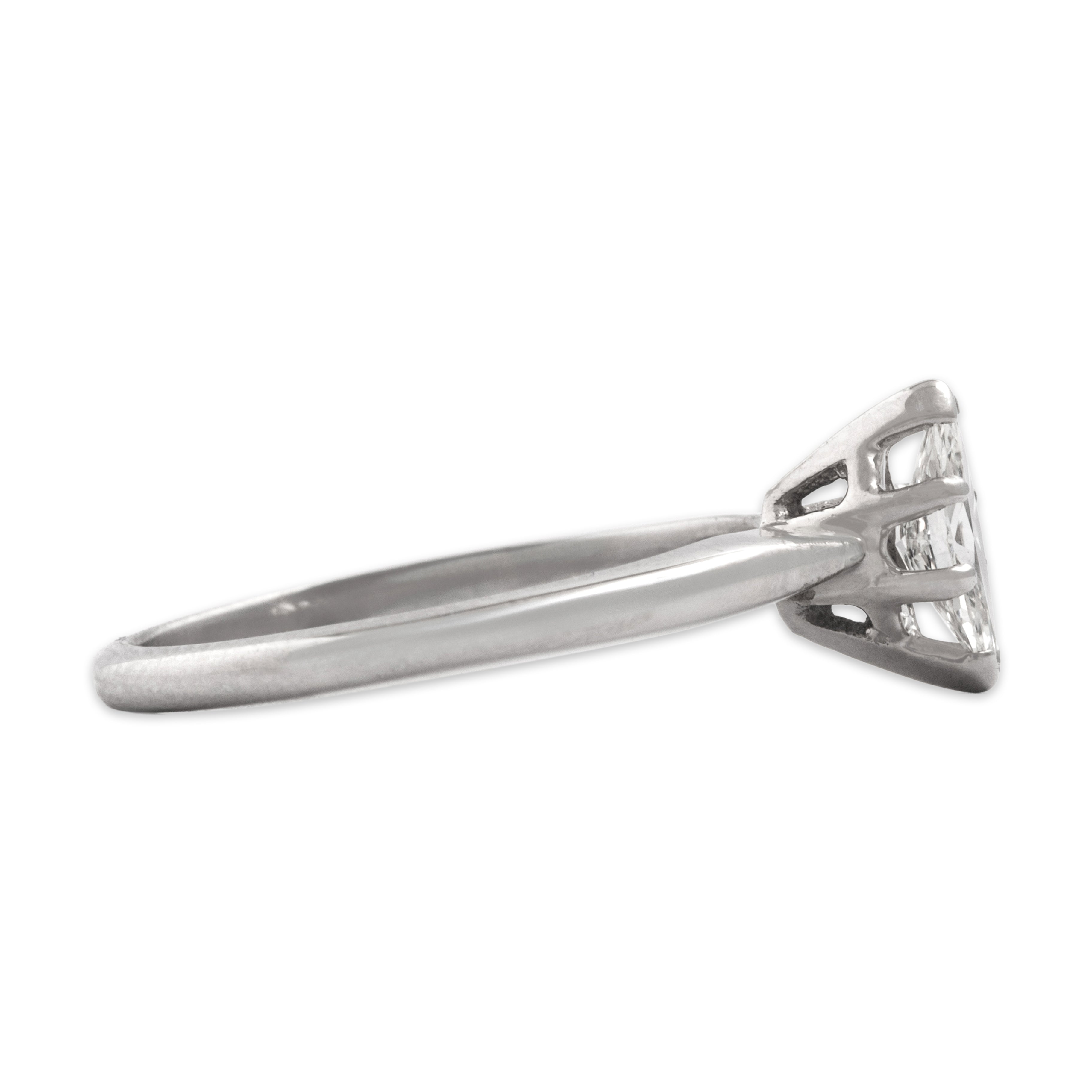 Vintage 14k White Gold Diamond Elegant Sparkling Marquise-Cut Ring - Side view