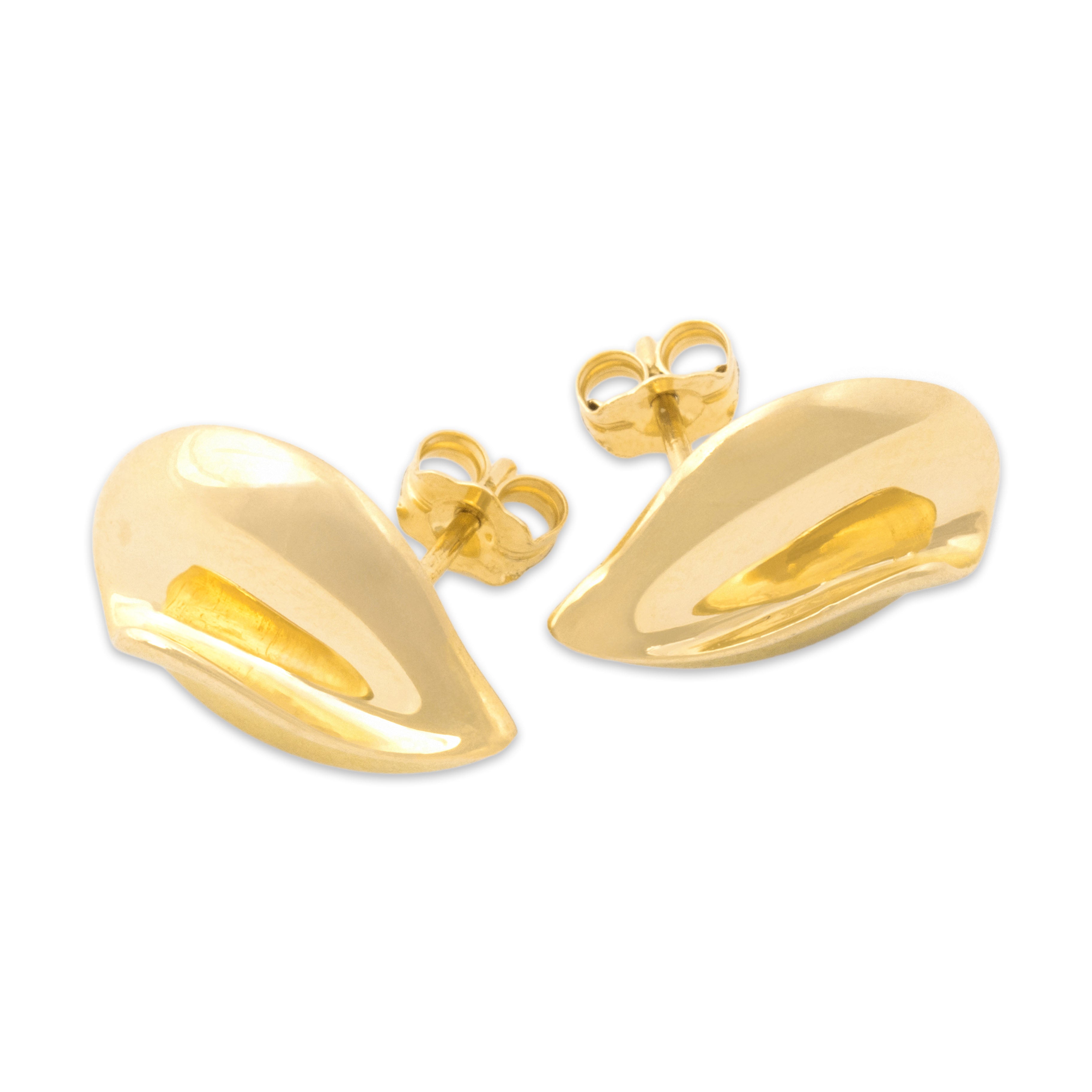 Vintage 18k Yellow Gold Artistic Swirling Flourish Stud Earrings - Overall view