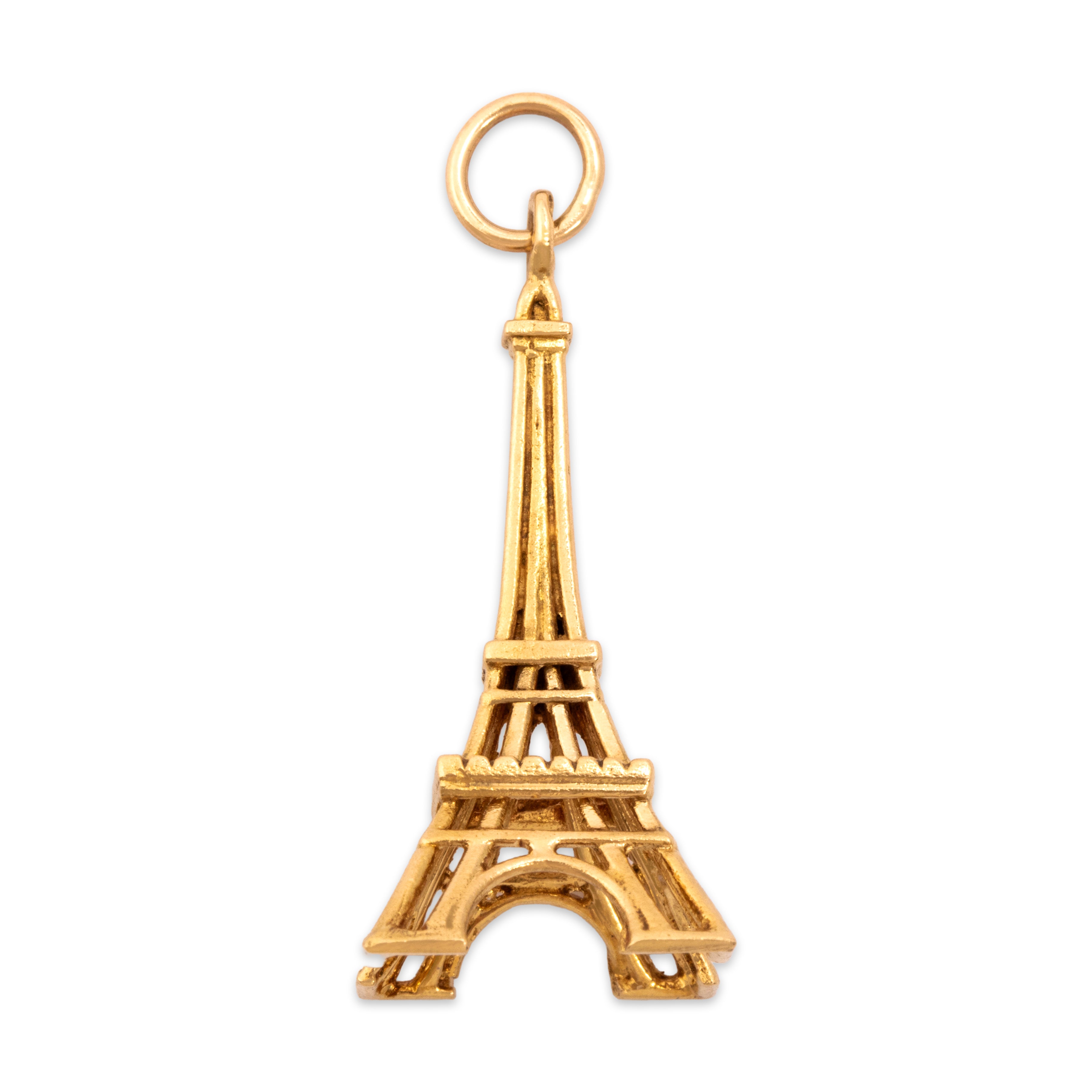 Vintage French 18k Yellow Gold Dimensional Eiffel Tower Charm / Pendant - Overall view