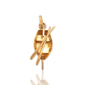 Vintage Italian 18k Yellow & White Gold Serene Rowboat Charm / Pendant