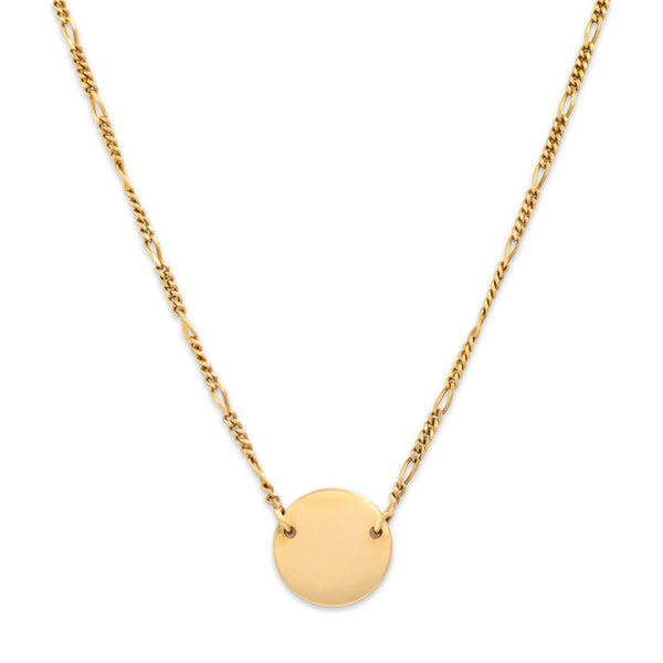 Vintage Italian 18k Yellow Gold Figaro Chain Reversible Medallion Necklace 16