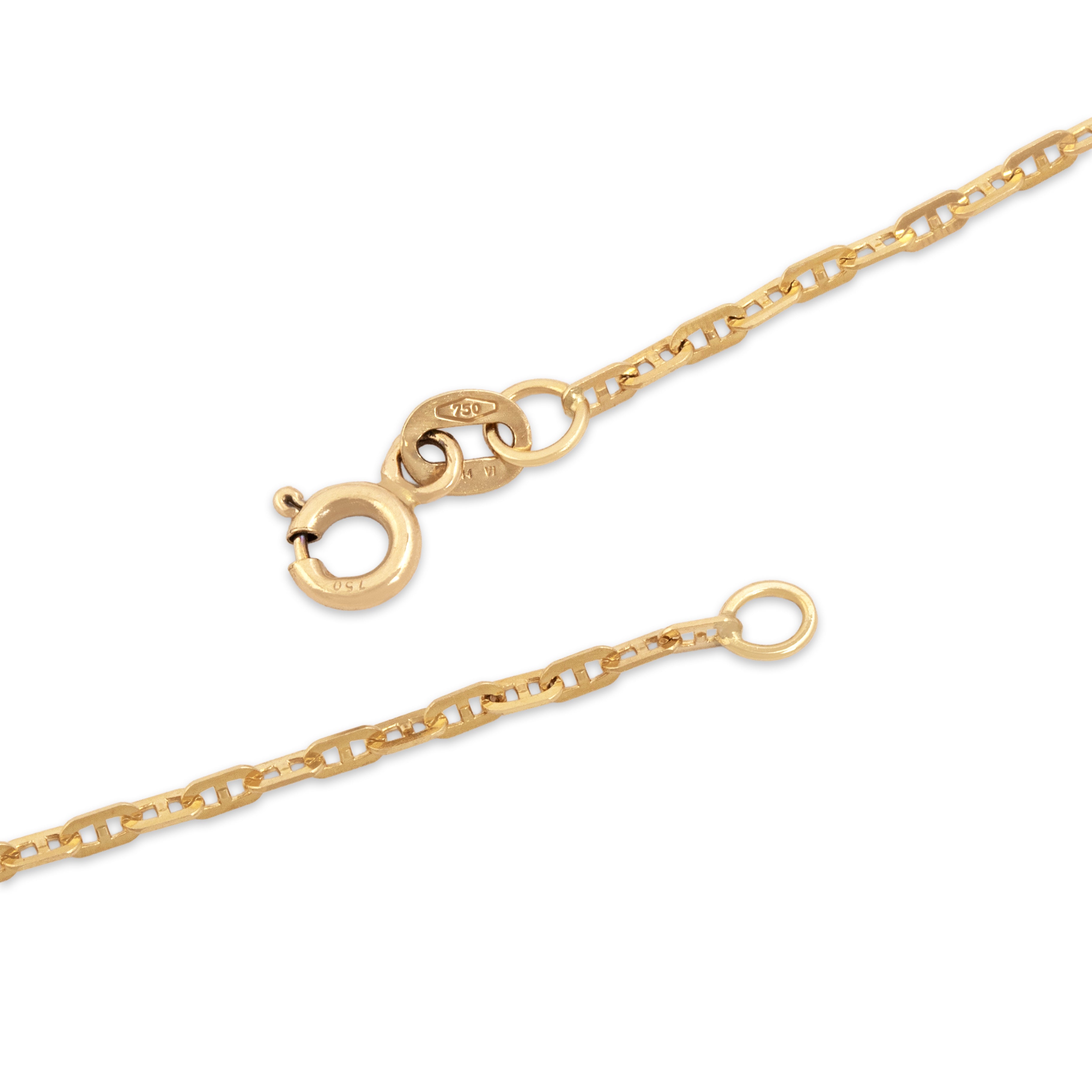 Vintage 18k Yellow Gold Flat Mariner 1.6mm (At Chain) Chain - clasp view