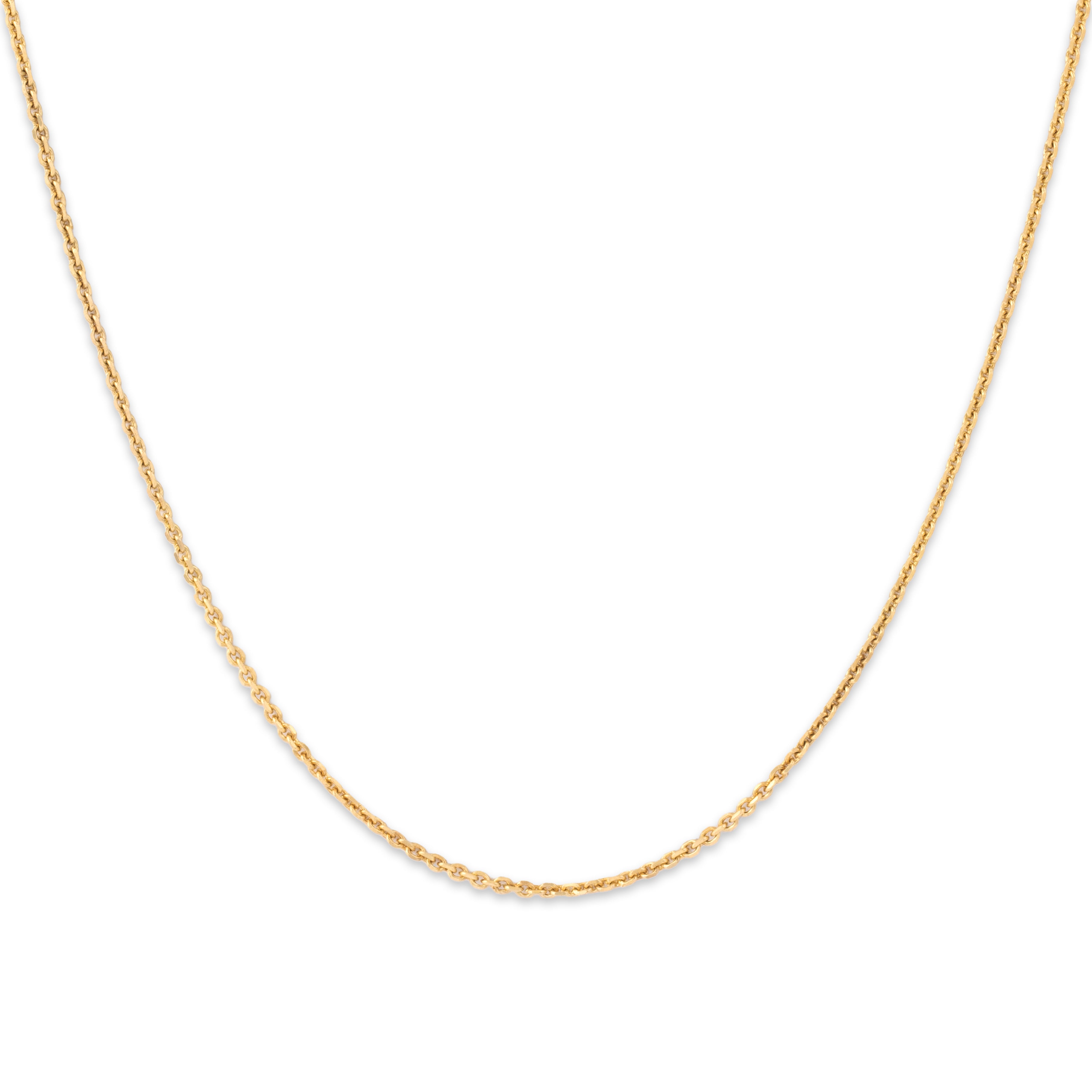 Vintage 18k Yellow Gold Classic Cable Link 1.4mm Chain - Close-up view