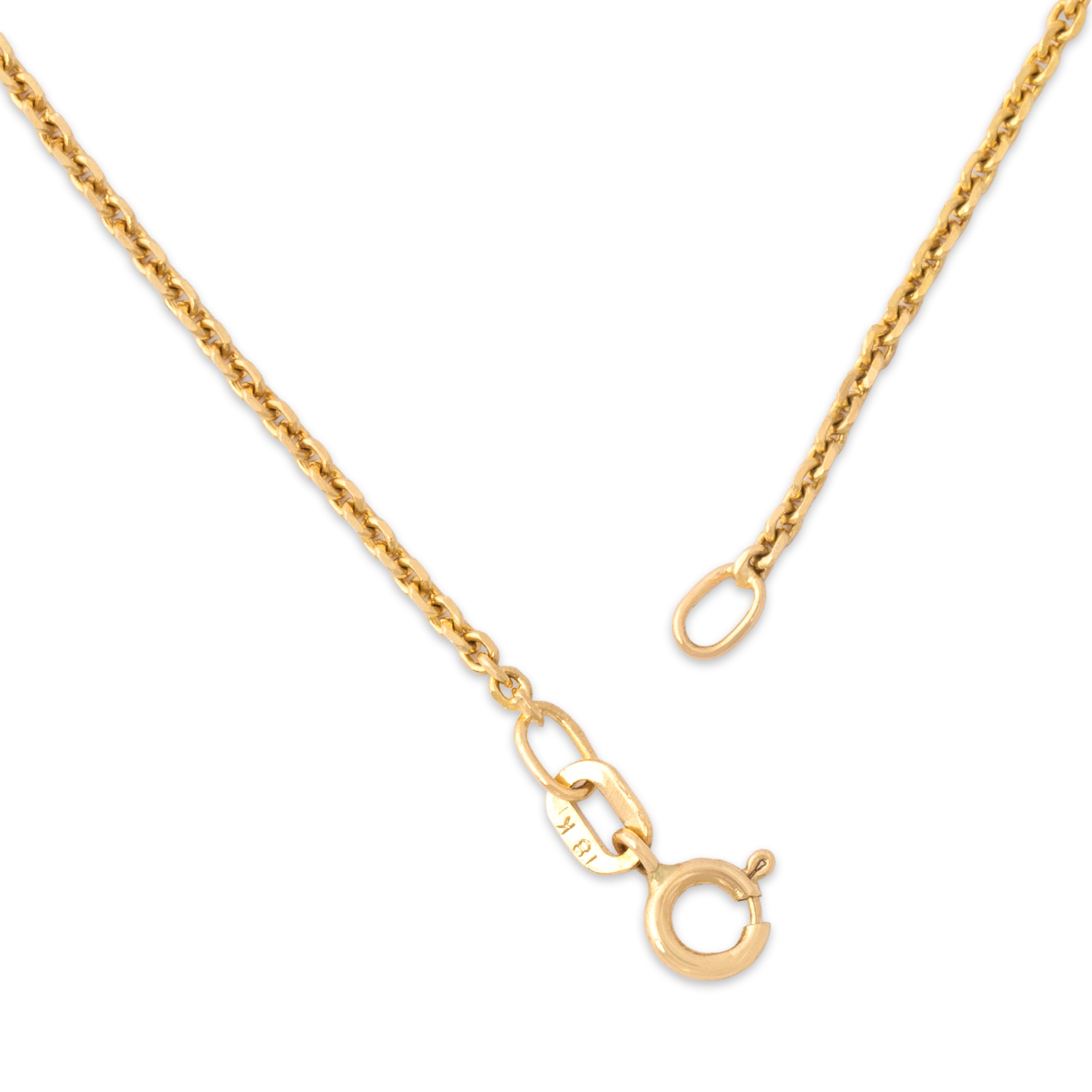 Vintage 18k Yellow Gold Classic Cable Link 1.4mm Chain - clasp view