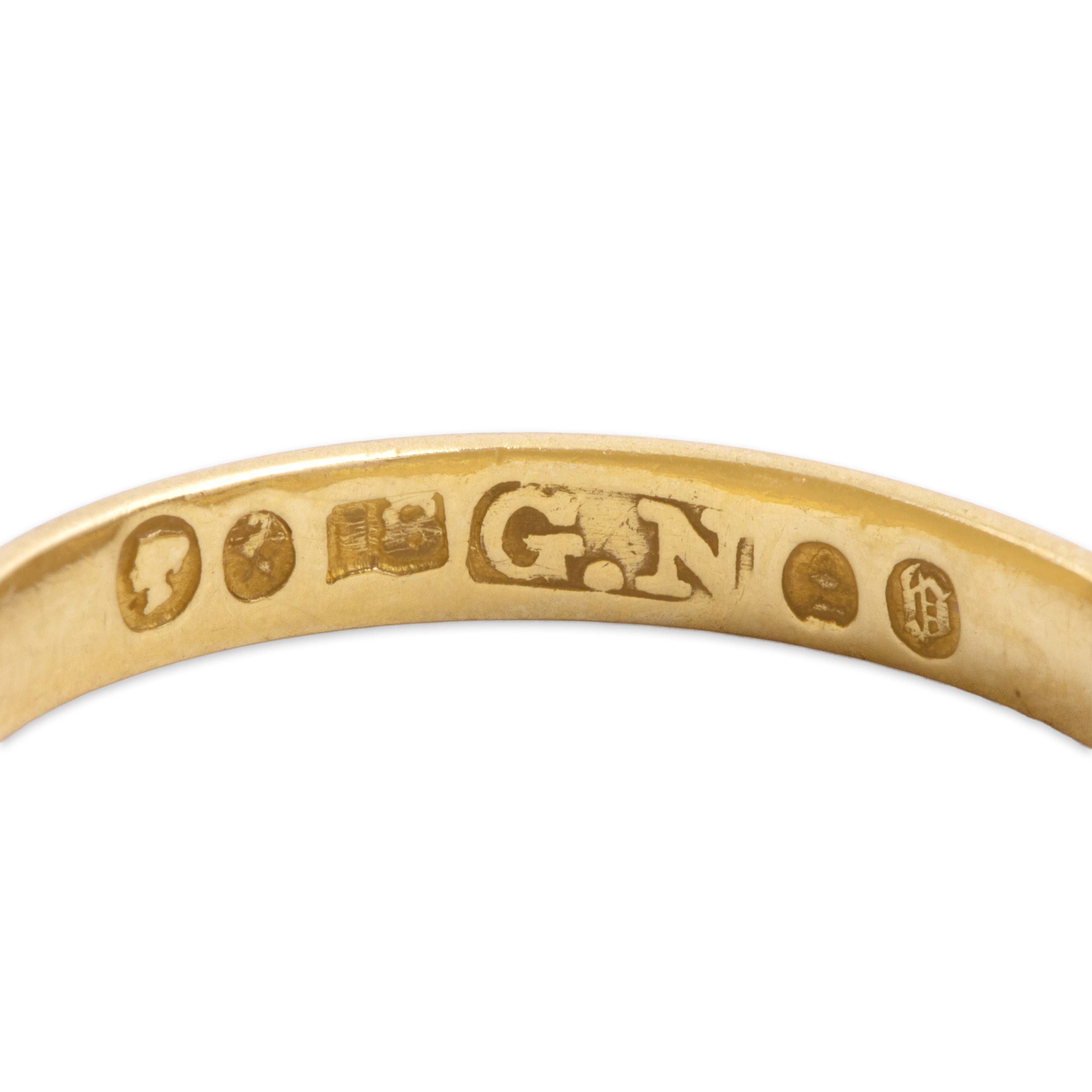 Antique Victorian Scottish 18k Yellow Gold Thin Sleek Classic Band Ring - Hallmark view