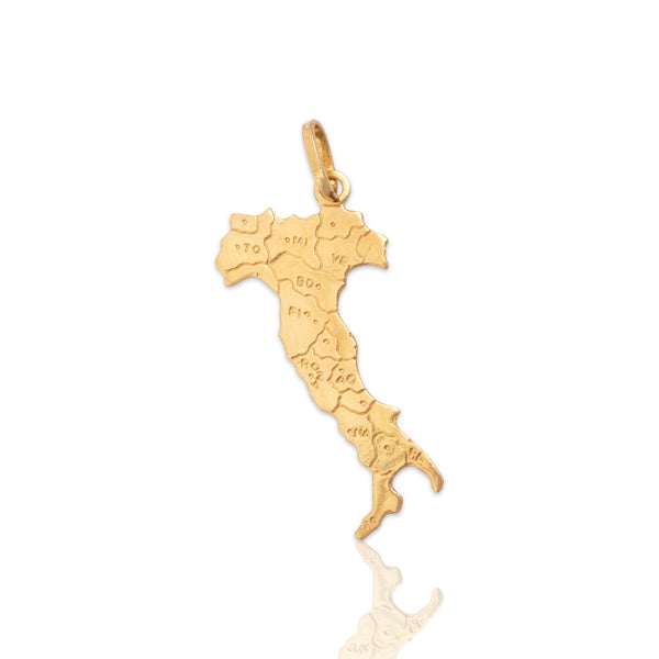Vintage Italian 18k Yellow Gold Country Regions Cities Map Charm / Pendant