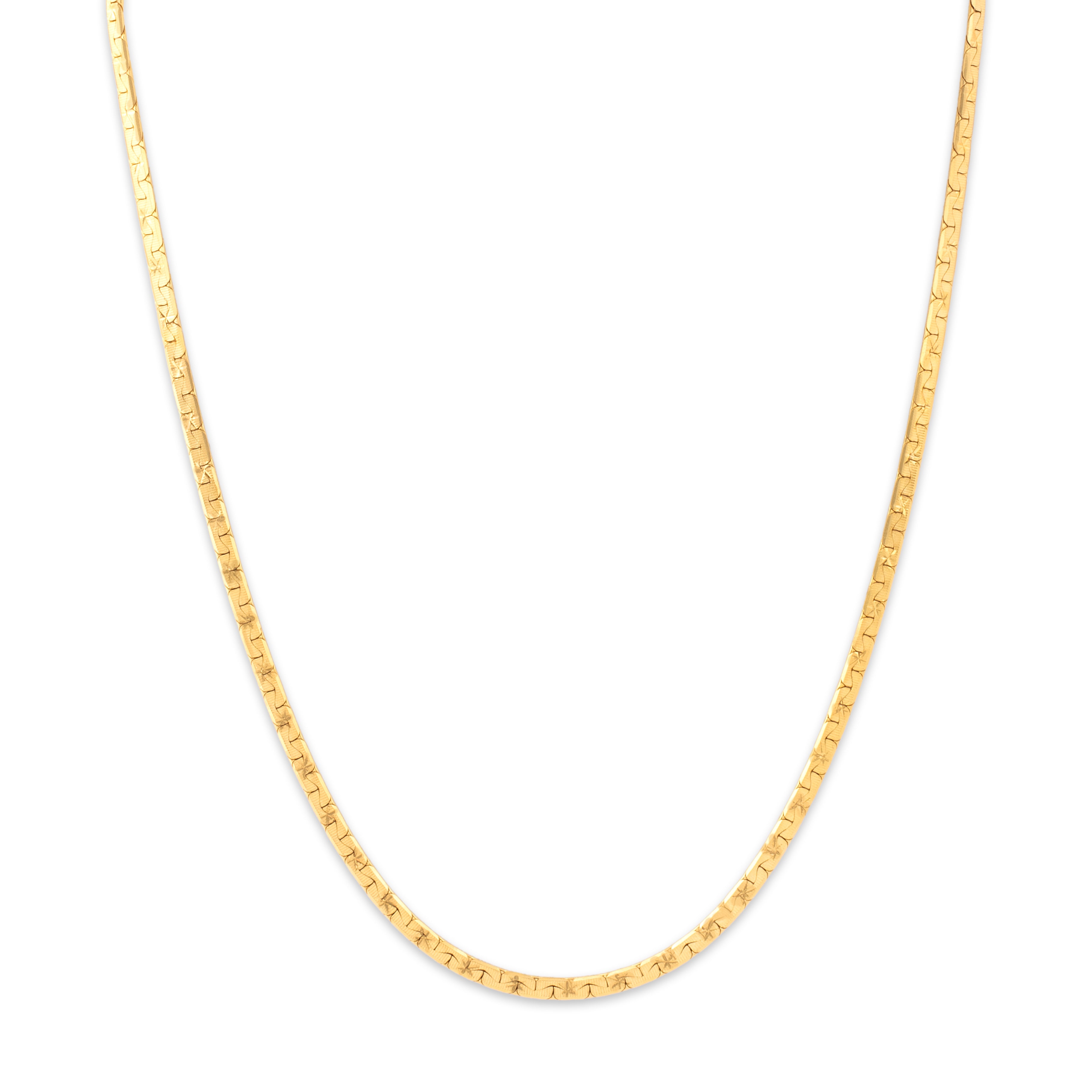 Vintage 18k Yellow Gold Glittering Star-Detail Flat Chain Necklace - detail view #1