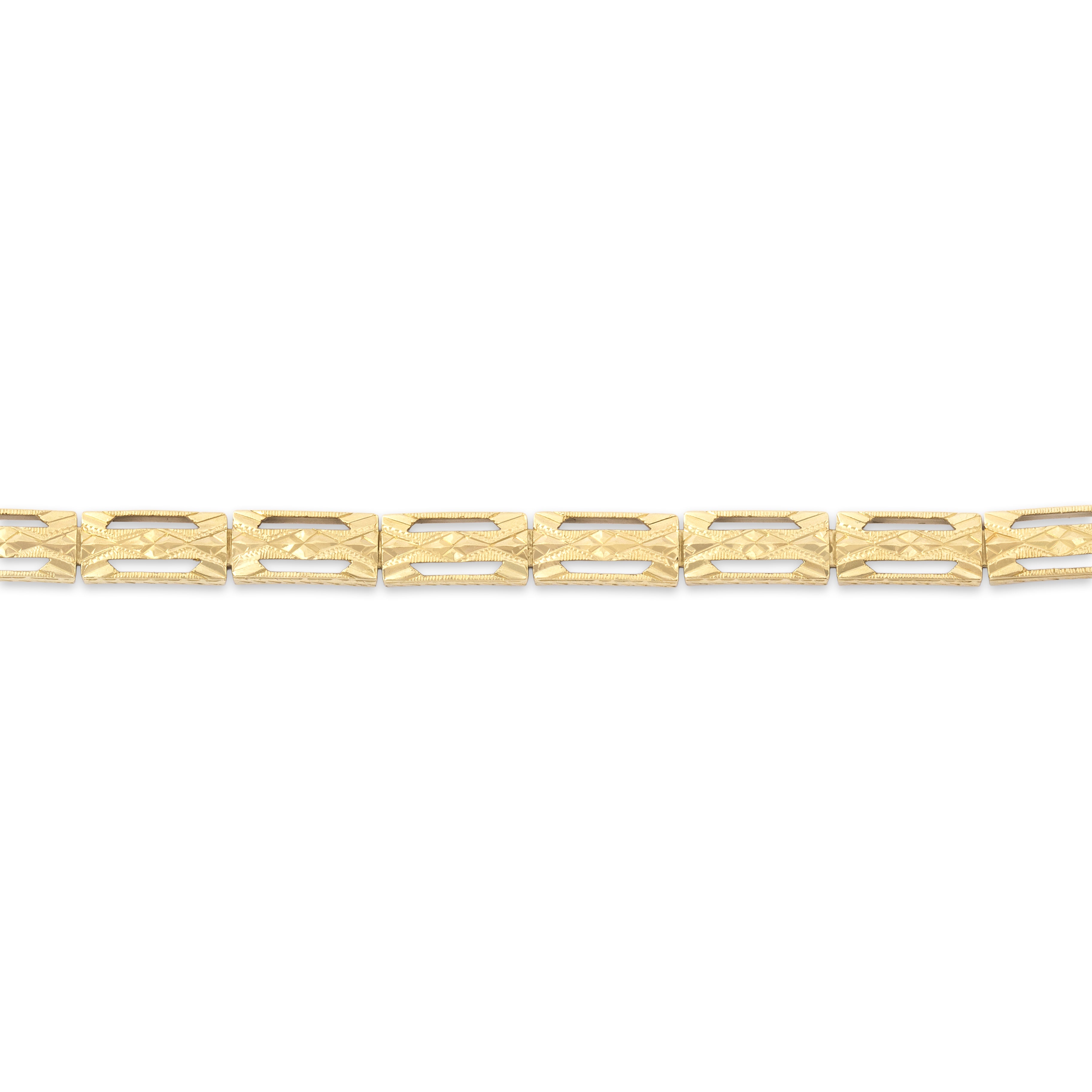Antique 14k Yellow Gold Geometric Open Link Bracelet - Close-up view