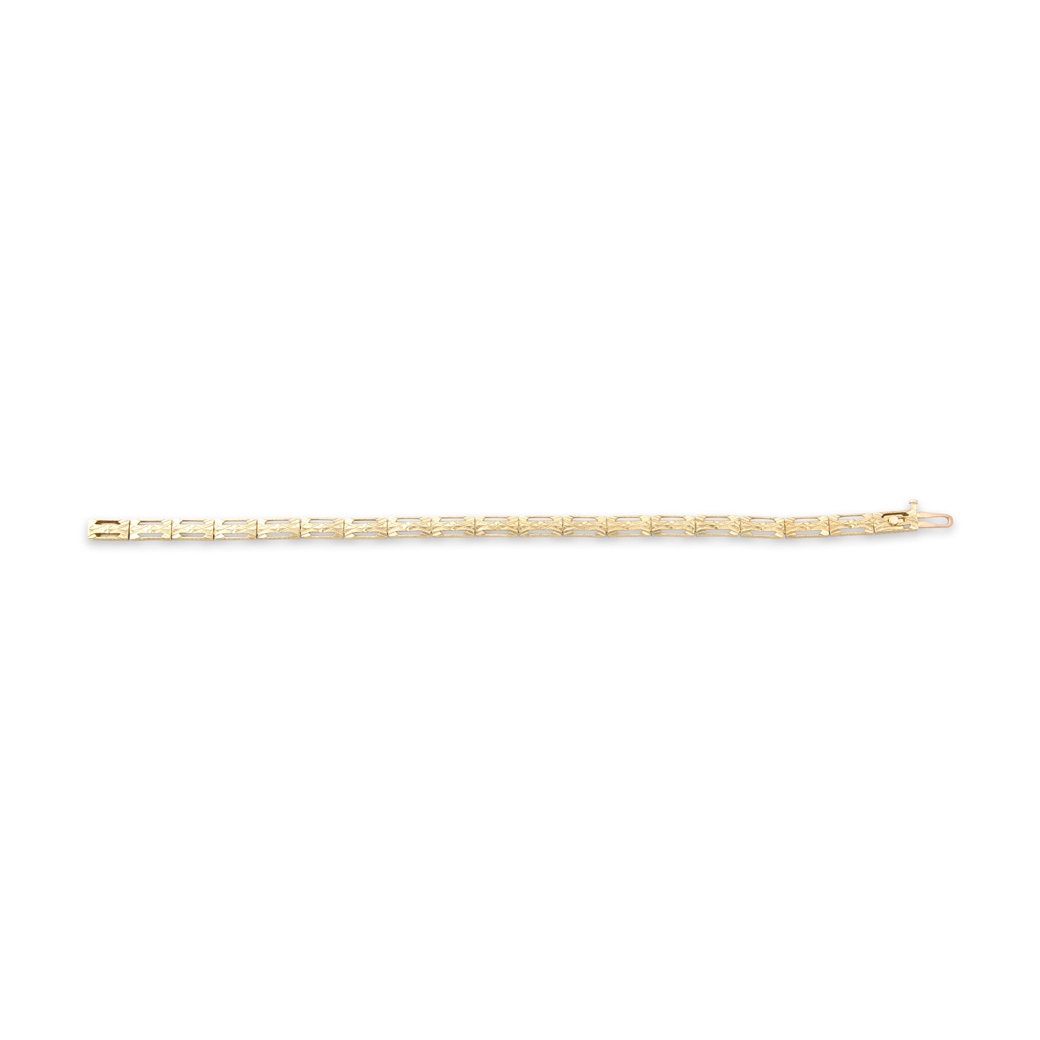 Antique 14k Yellow Gold Geometric Open Link Bracelet - Overall view