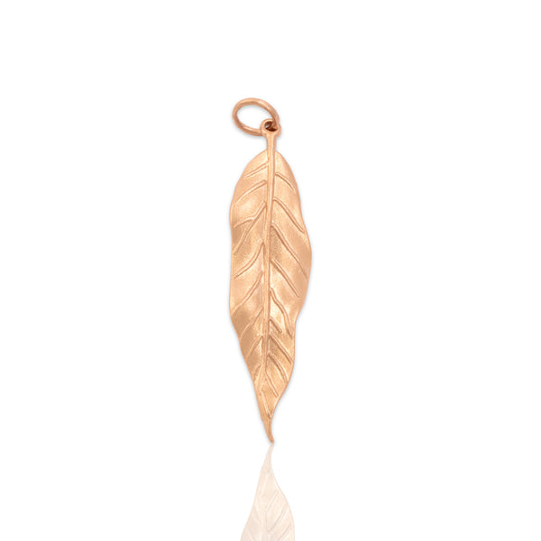 Estate 14k Rose Gold Wavy Autumnal Leaf Charm / Pendant