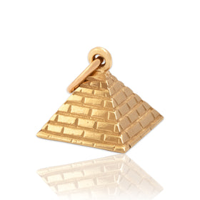 Vintage 14k Yellow Gold Textured Giza Pyramid Charm / Pendant