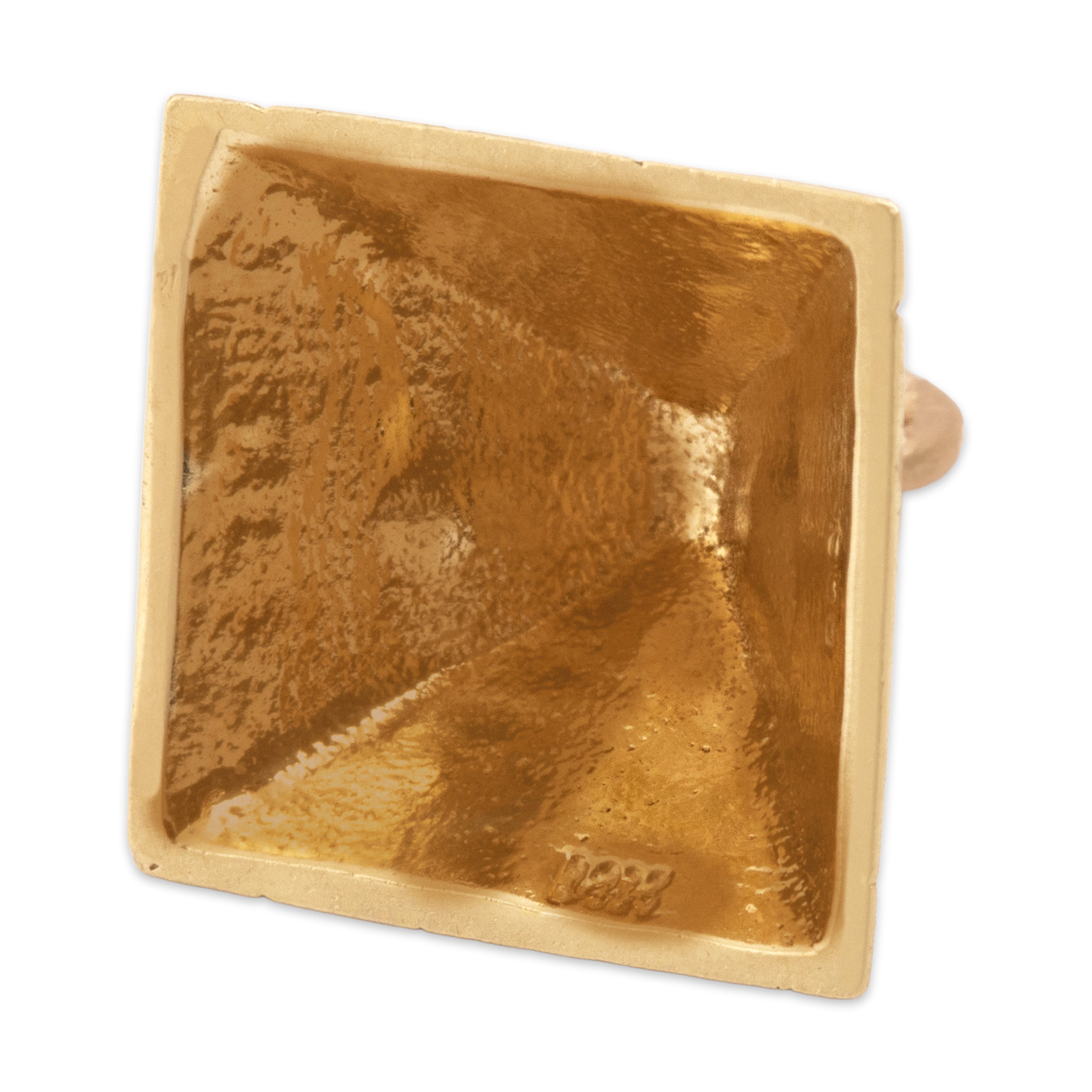 Vintage 14k Yellow Gold Textured Giza Pyramid Charm / Pendant - Hallmark view