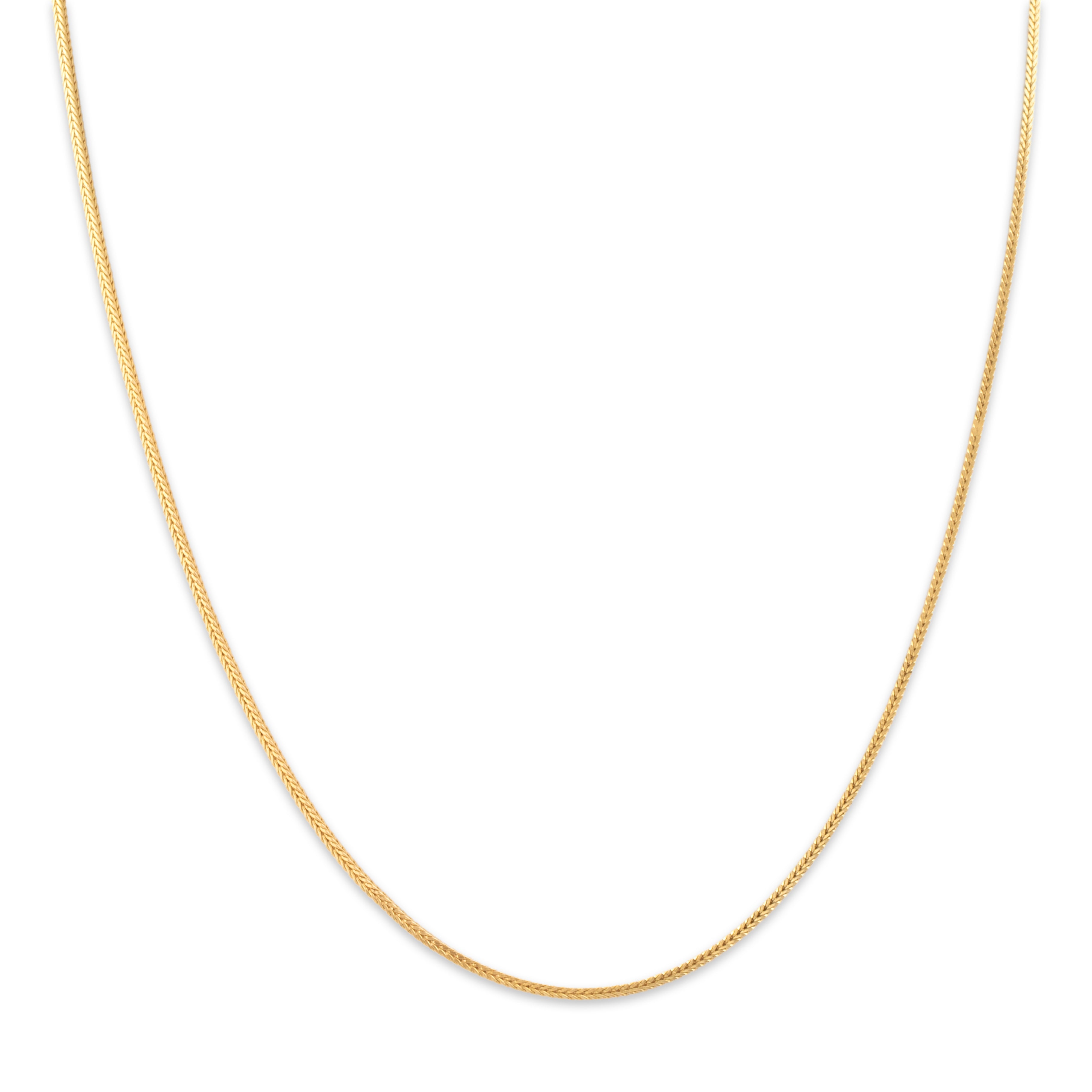 Vintage Italian 14k Yellow Gold Sleek Square Foxtail 1.2mm Chain - Close-up view