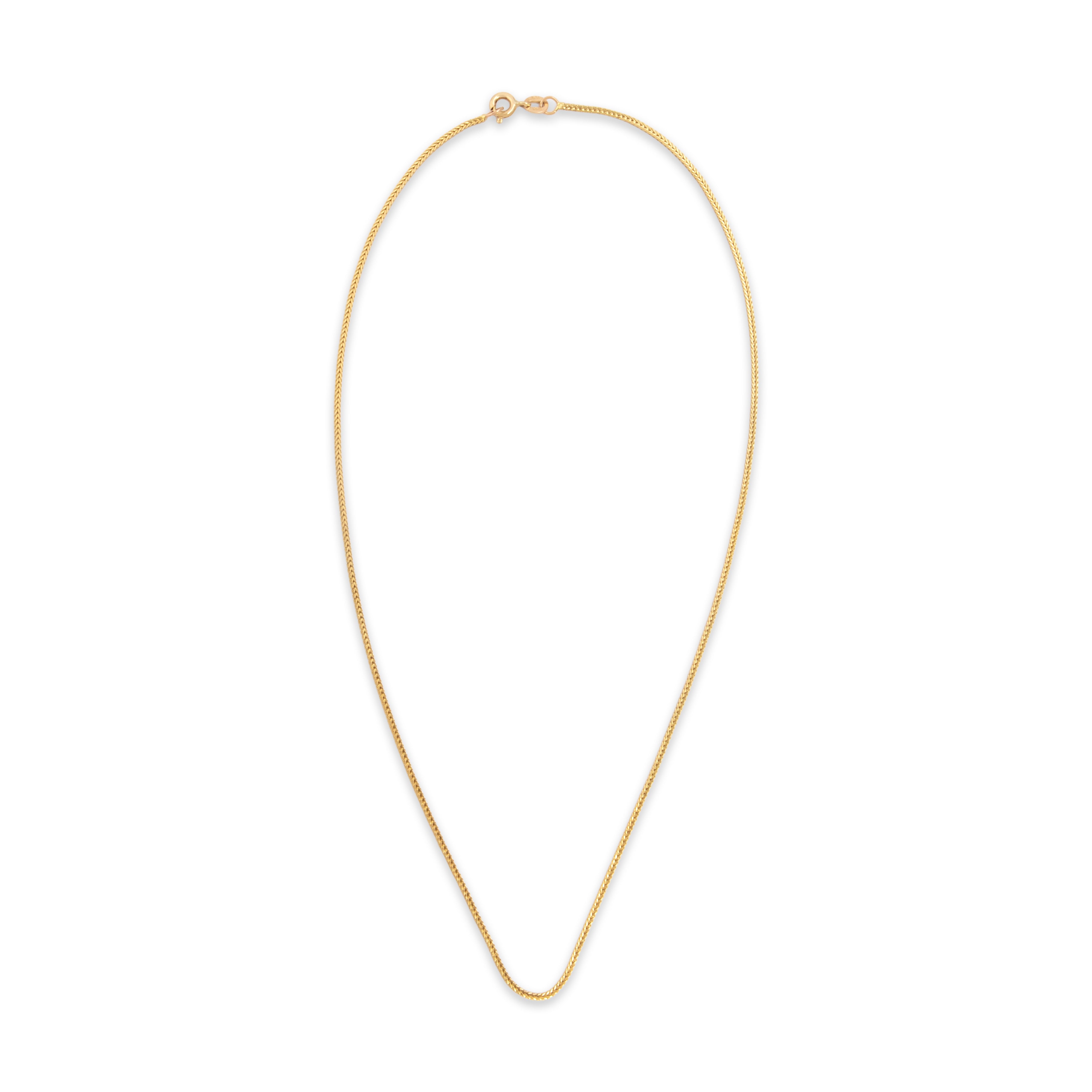 Vintage Italian 14k Yellow Gold Sleek Square Foxtail 1.2mm Chain - Overall view