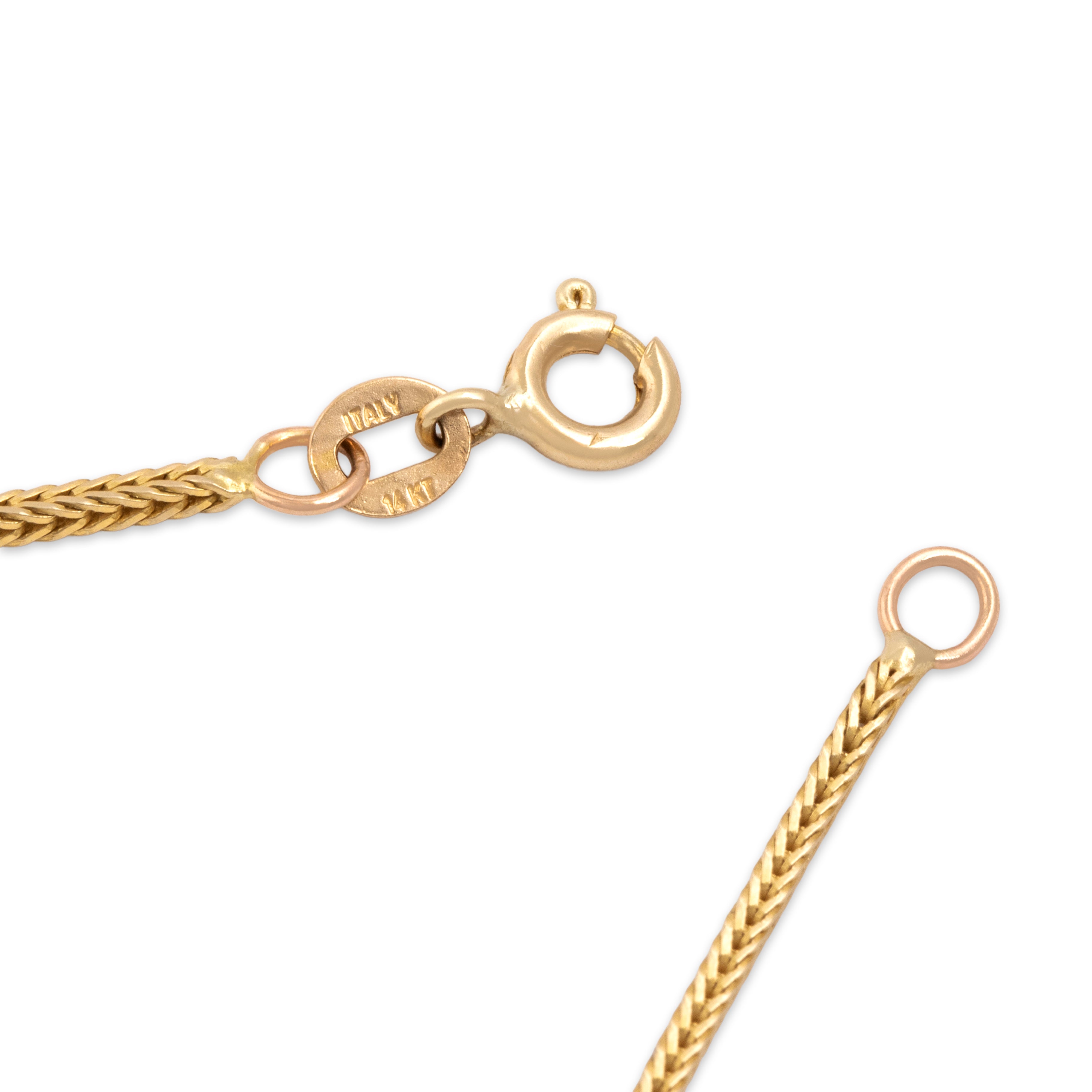 Vintage Italian 14k Yellow Gold Sleek Square Foxtail 1.2mm Chain - clasp view