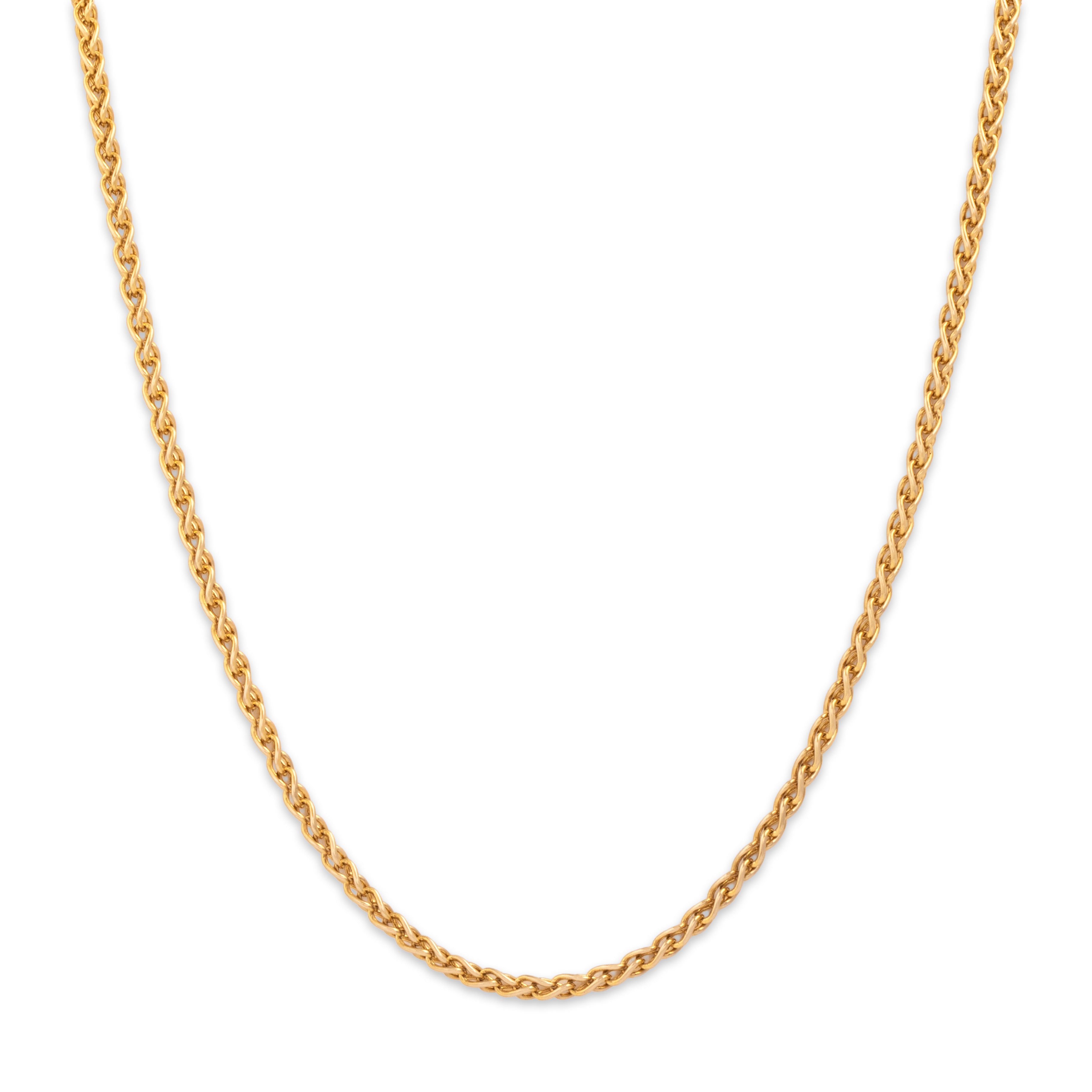 Vintage Italian Heavy 14k Yellow Gold Elegant Wheat 2.4mm Chain - Close-up view