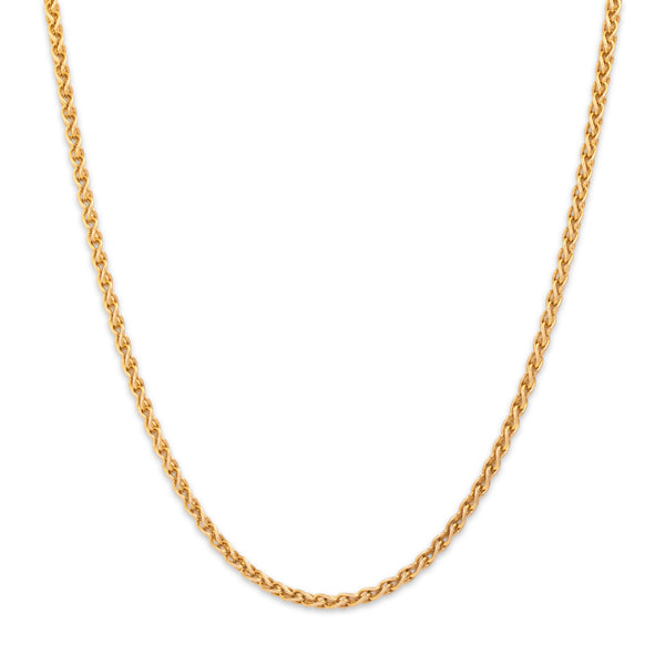 Vintage Italian Heavy 14k Yellow Gold Elegant Wheat 2.4mm Chain 21.5